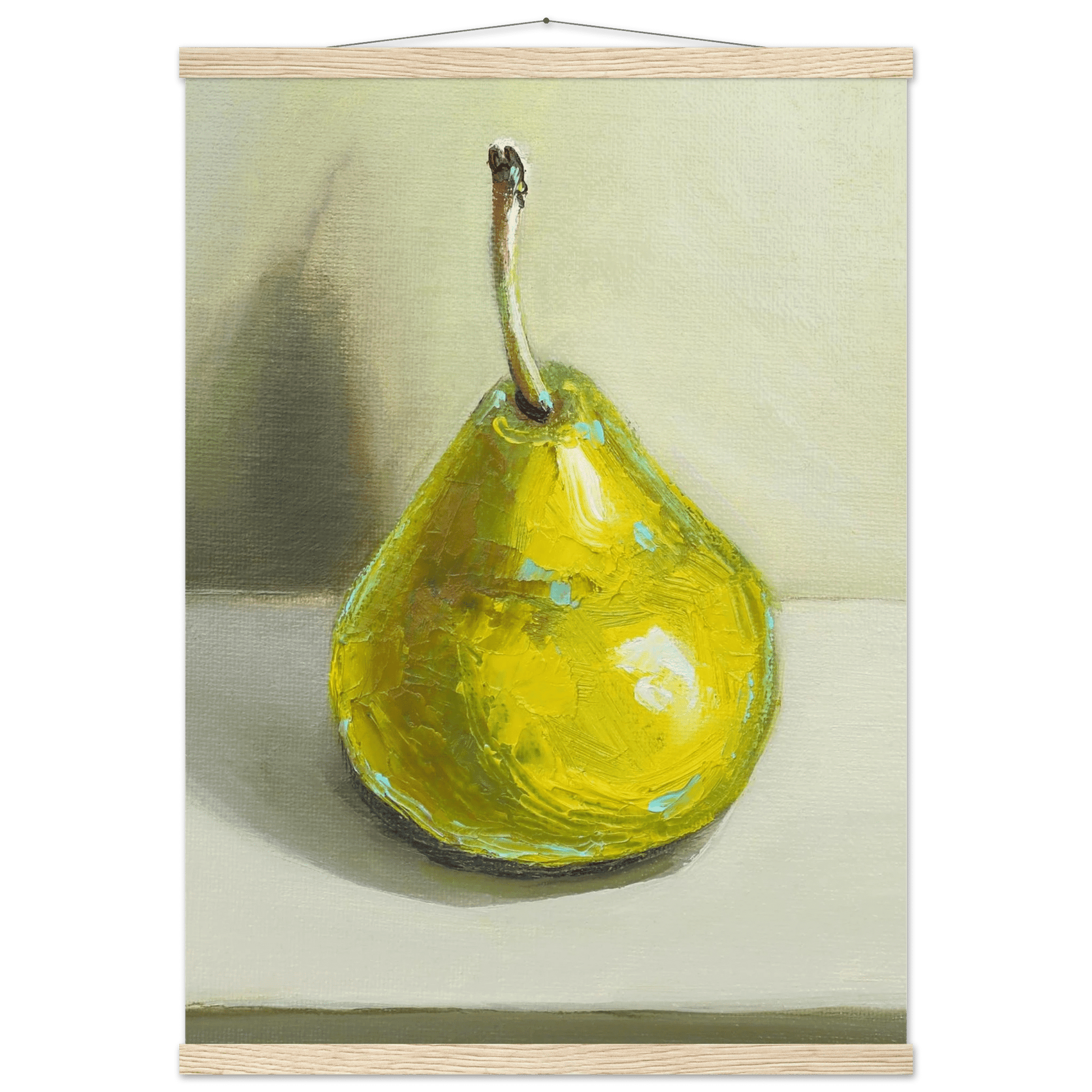 Pear Print | Green Pear Oil Painting Wall Art | Kitchen Poster - Evergreen Posters