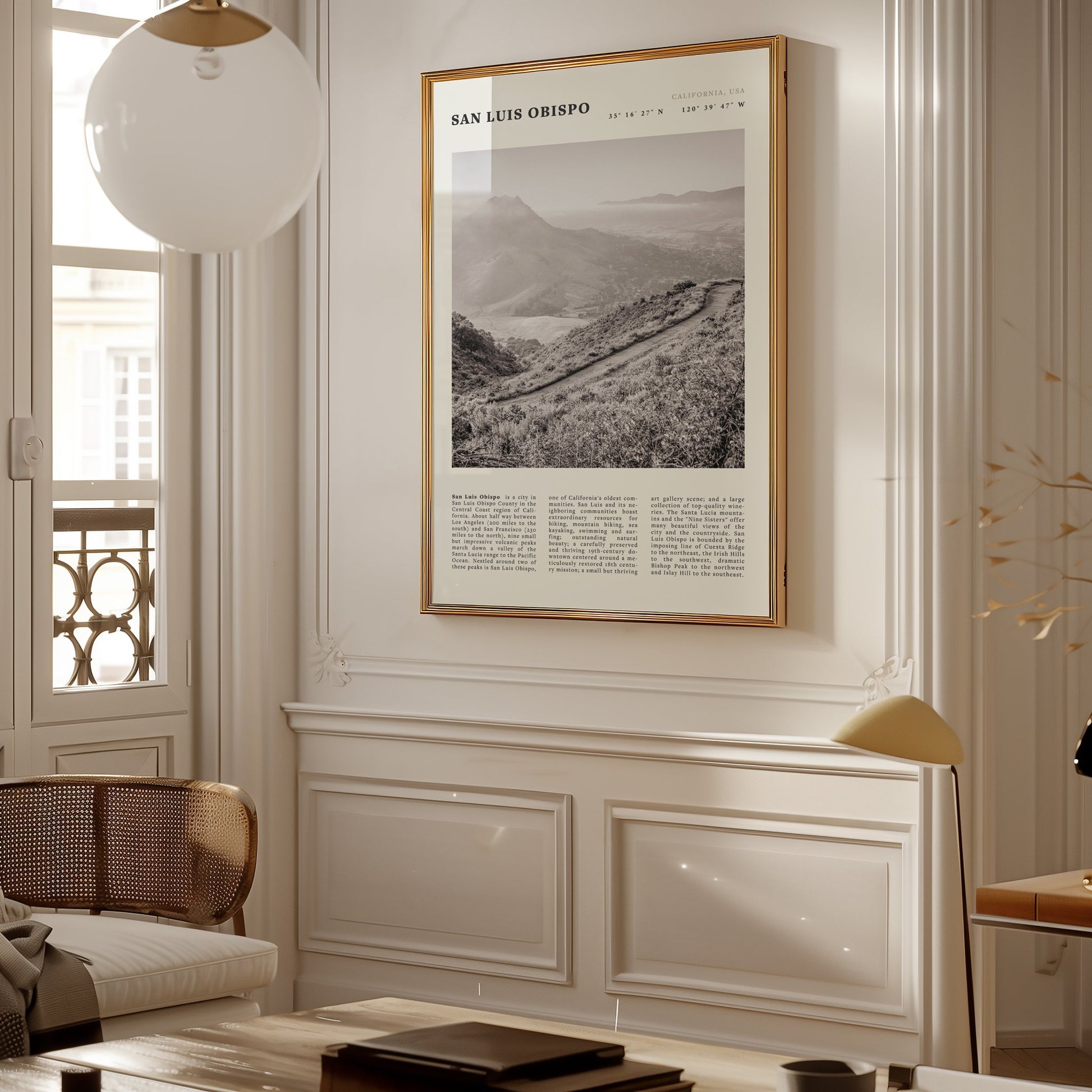 San Luis Obispo Poster | Black & White California Wall Art | SLO Travel Print - Evergreen Posters