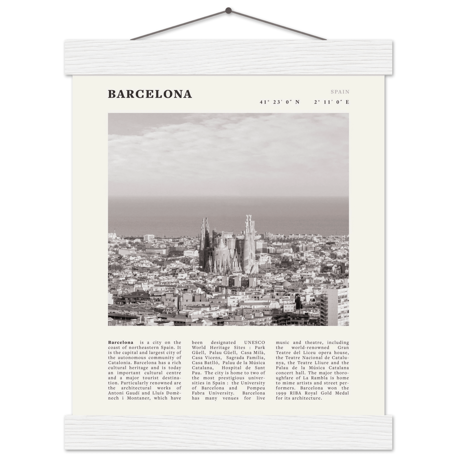 Barcelona Poster | Black & White Sagrada Familia Wall Art | Spain Travel Print - Evergreen Posters