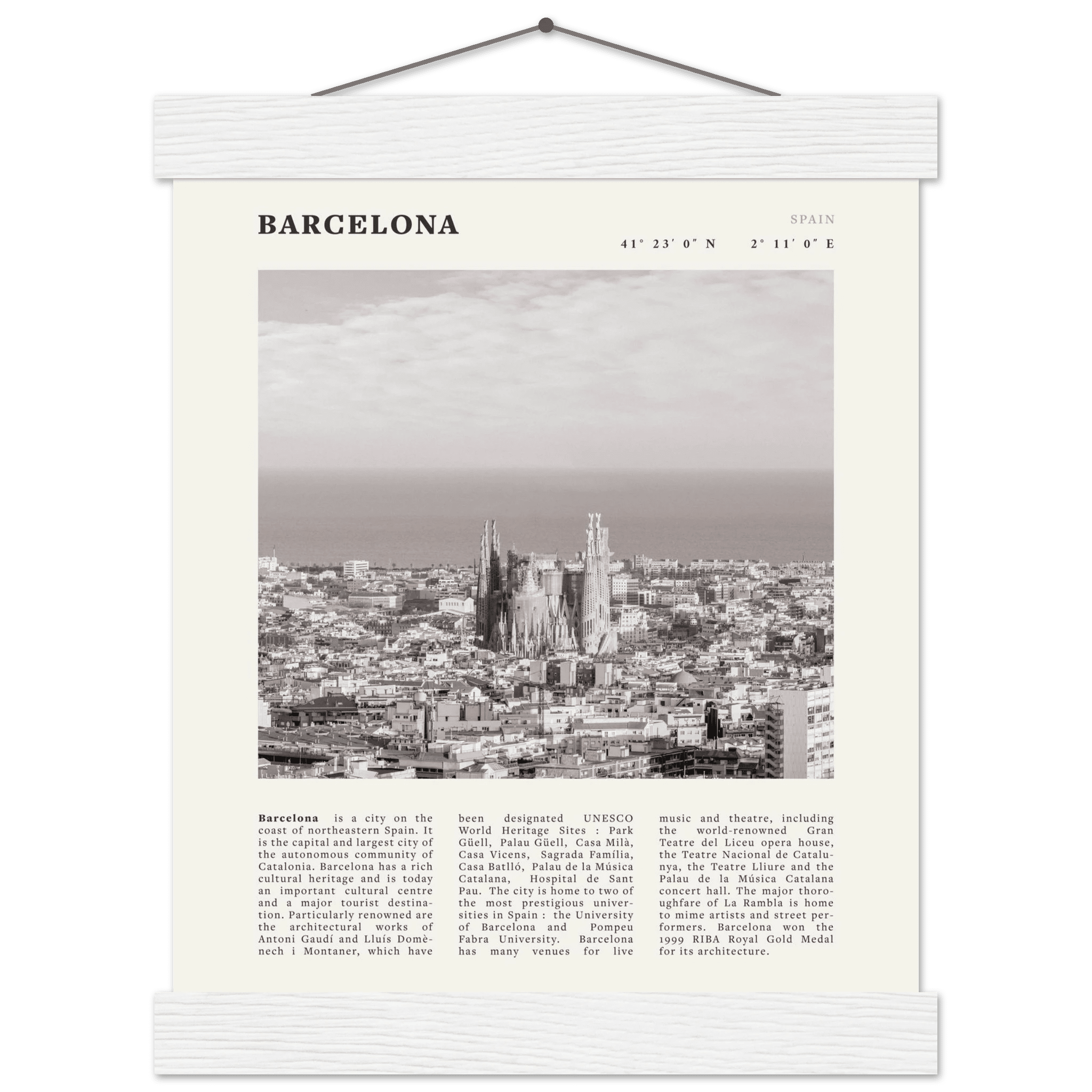 Barcelona Poster | Black & White Sagrada Familia Wall Art | Spain Travel Print - Evergreen Posters