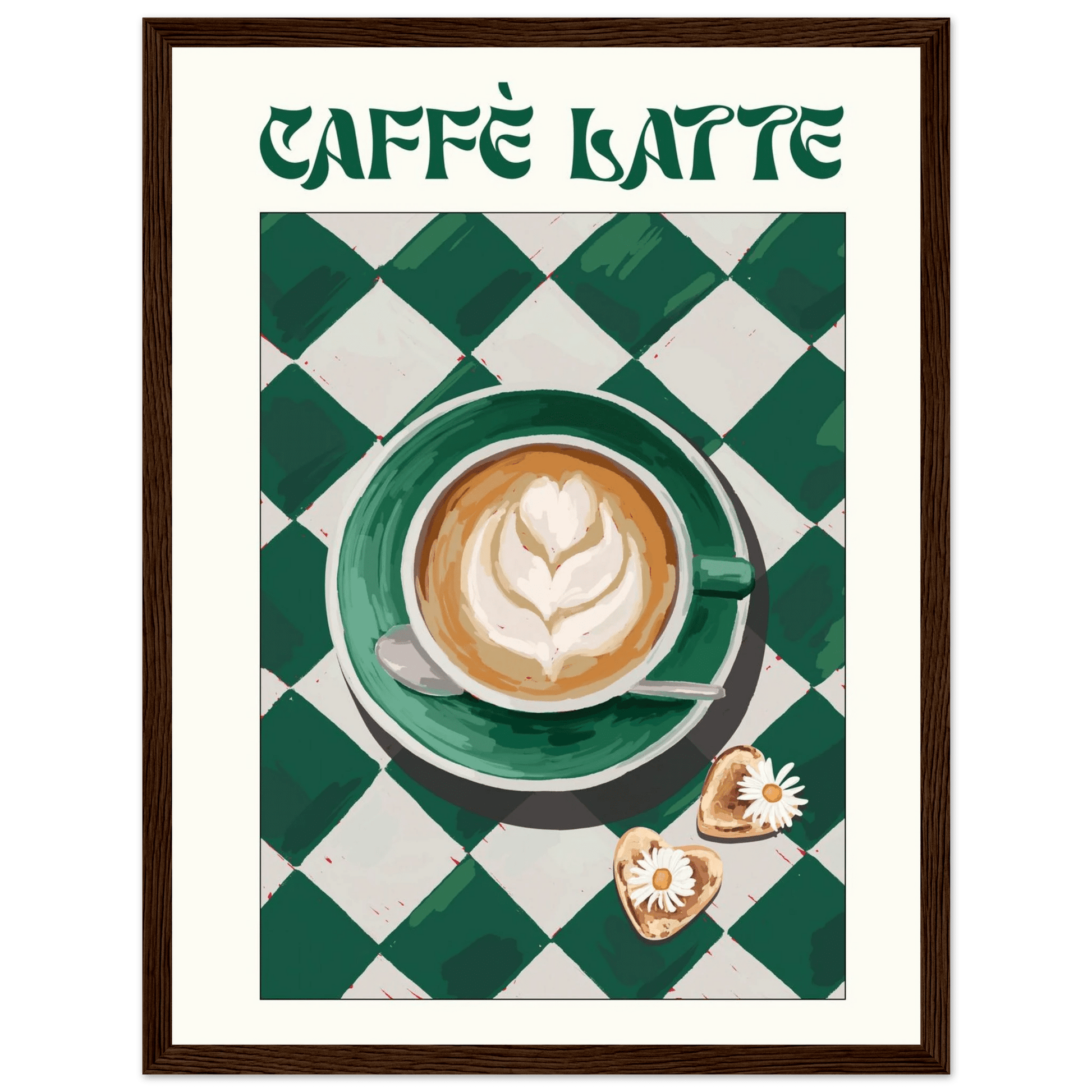 Caffè Latte Poster – Playful Coffee Kitchen Wall Art Print (Digital & Printed Options) - Evergreen Posters
