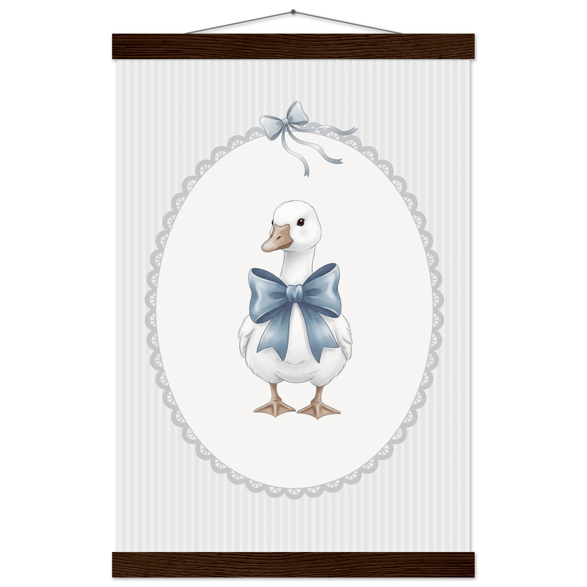 Blue Bow Duck Nursery Poster – Sweet Baby Room Wall Art Print - Evergreen Posters