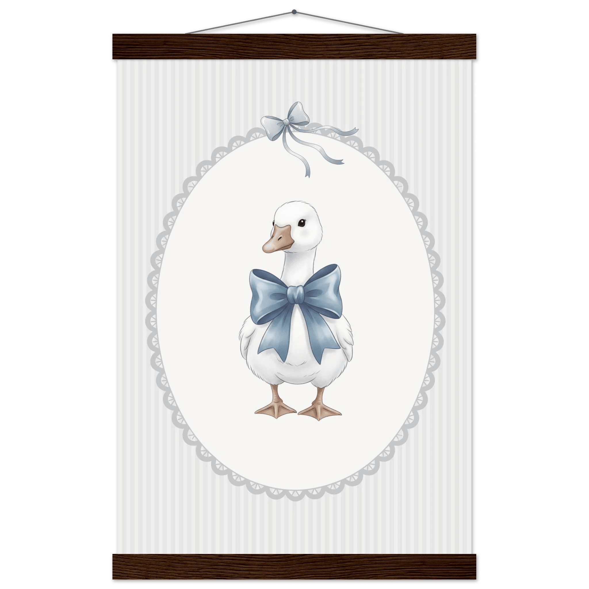 Blue Bow Duck Nursery Poster – Sweet Baby Room Wall Art Print - Evergreen Posters