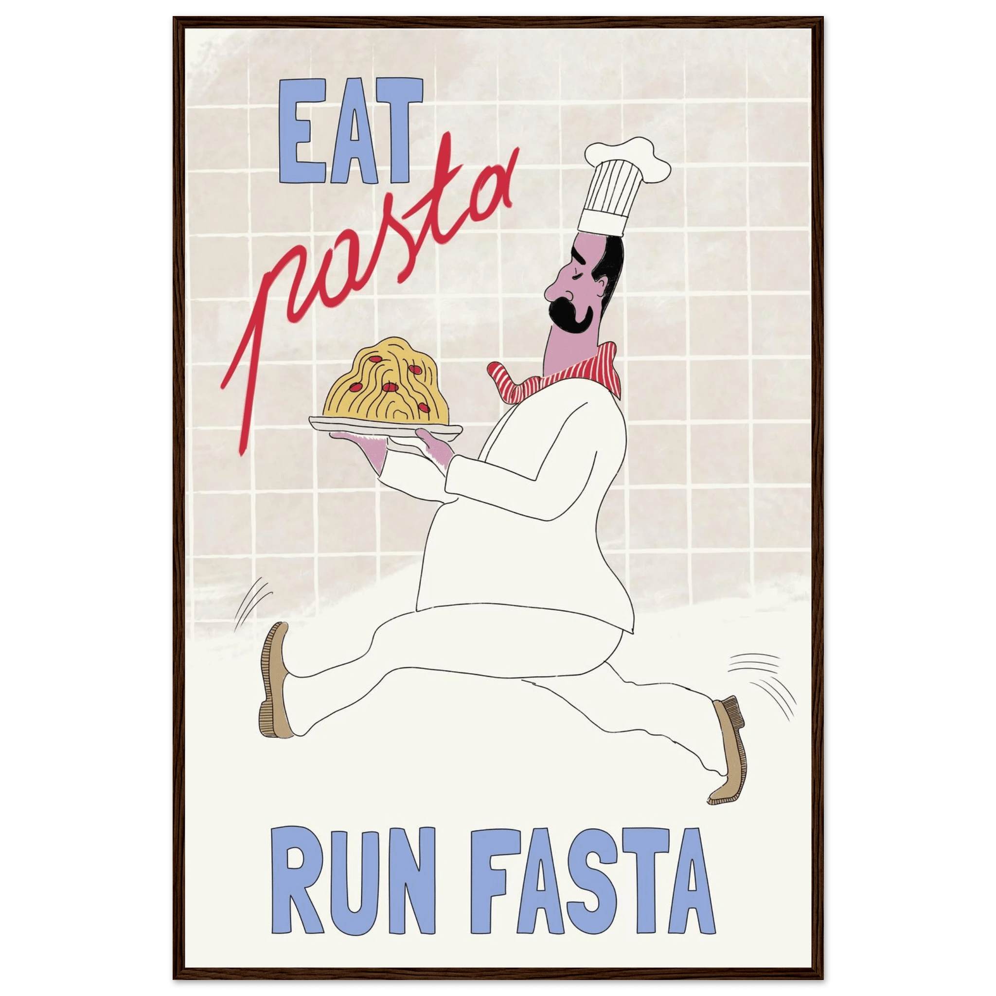 Eat Pasta Run Fasta Poster – Fun Kitchen Wall Art Print (Digital & Printed Options) - Evergreen Posters