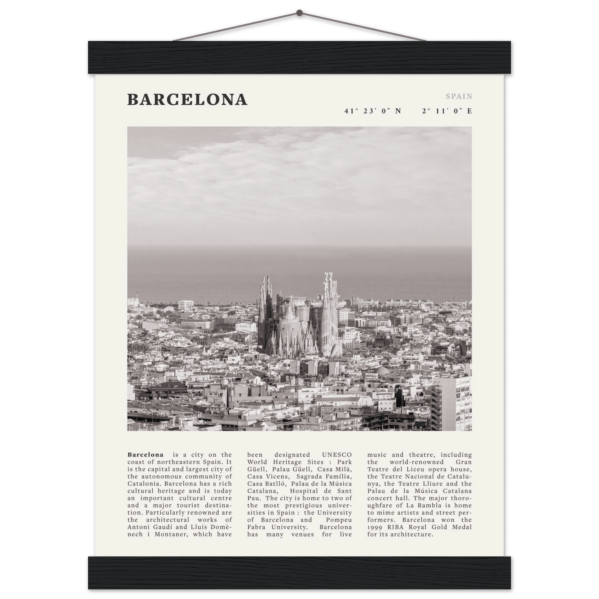 Barcelona Poster | Black & White Sagrada Familia Wall Art | Spain Travel Print - Evergreen Posters