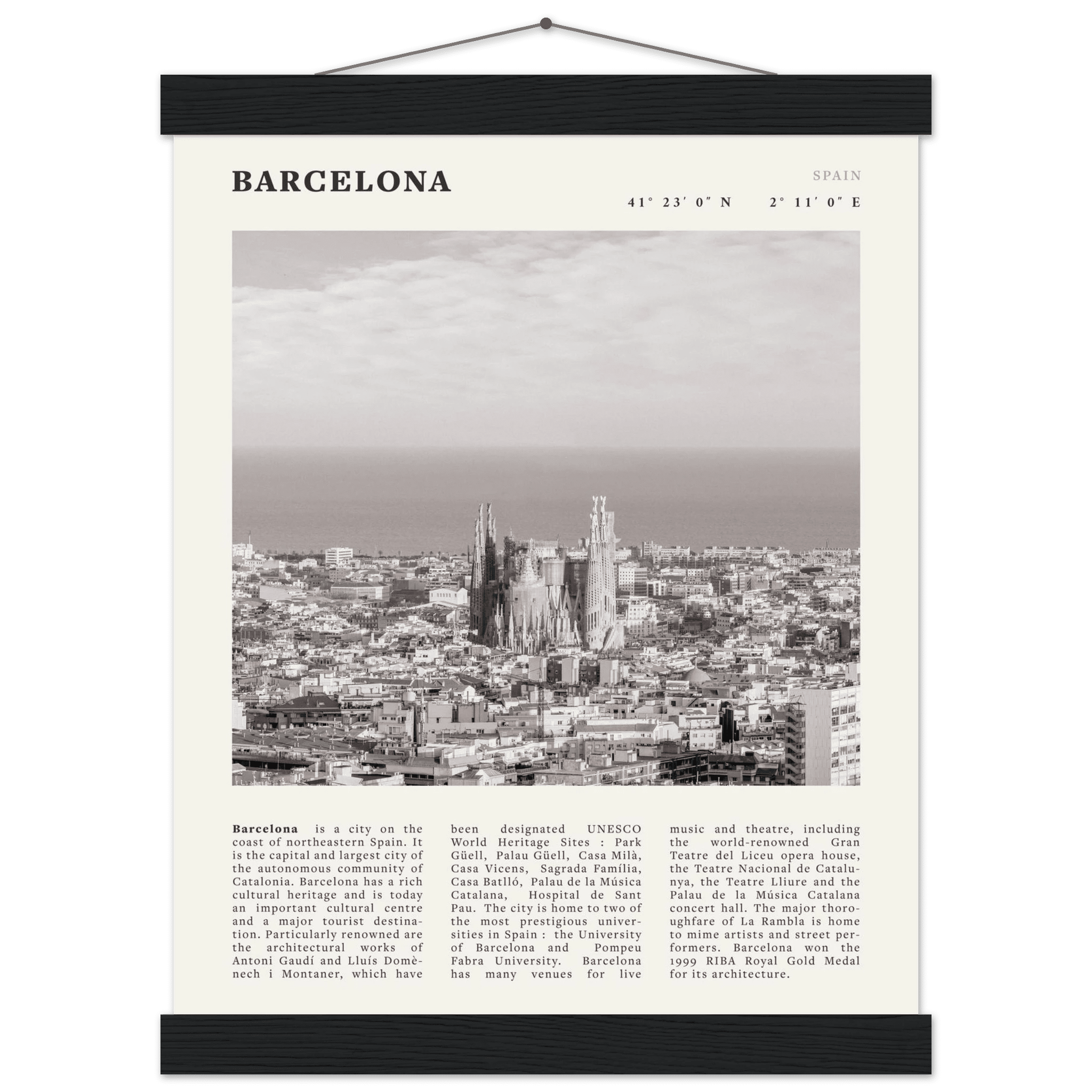 Barcelona Poster | Black & White Sagrada Familia Wall Art | Spain Travel Print - Evergreen Posters