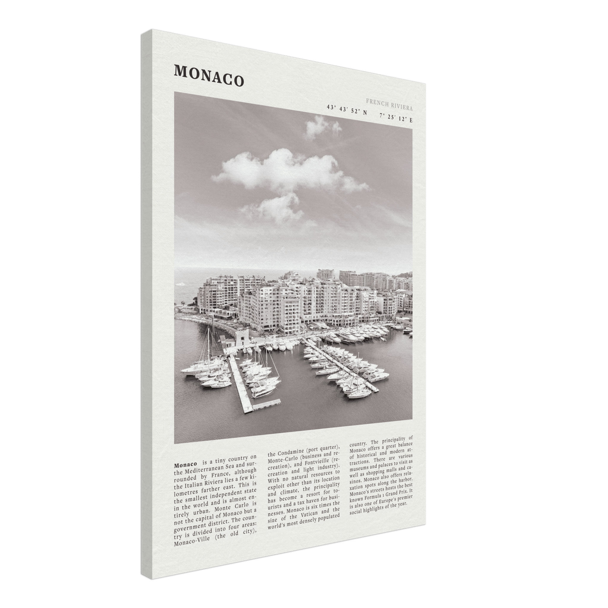 Monaco Poster Black and White – Vintage Monte Carlo Harbor Print (Digital & Printed Options) - Evergreen Posters