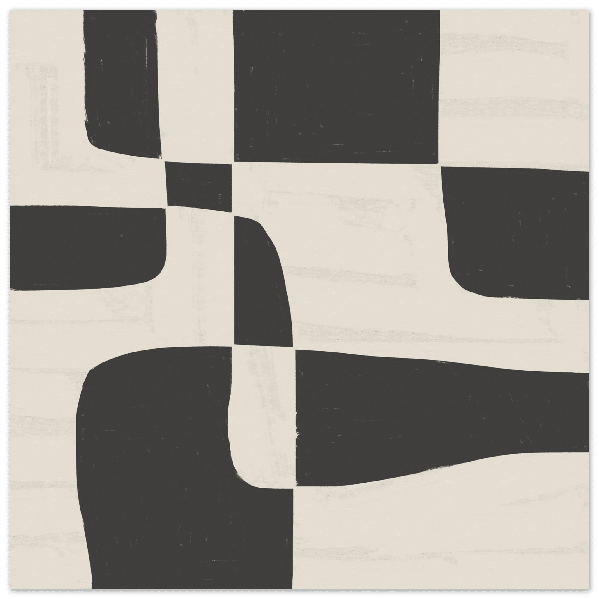 Black & White Abstract Poster | Minimalist Geometric Wall Art | Modern Living Room Print - Evergreen Posters