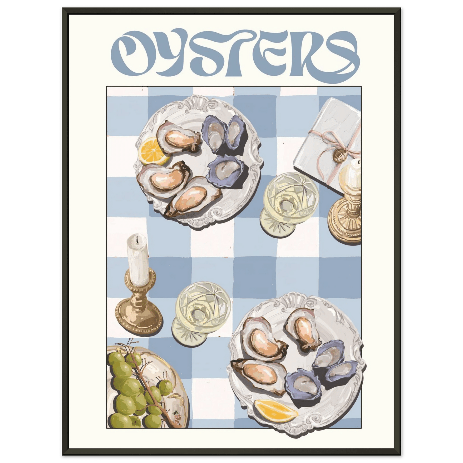 Oysters Poster – Playful Seafood Kitchen Wall Art Print (Digital & Printed Options) - Evergreen Posters