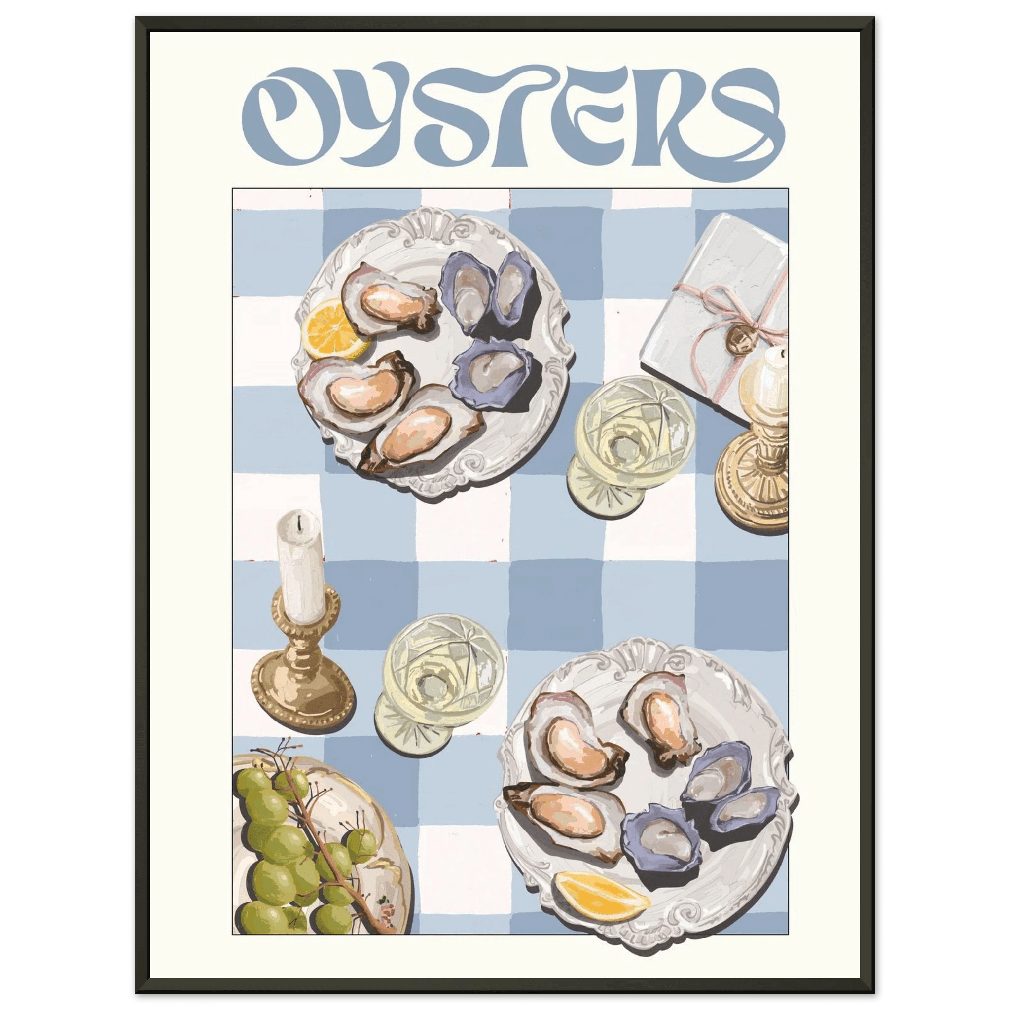 Oysters Poster – Playful Seafood Kitchen Wall Art Print (Digital & Printed Options) - Evergreen Posters