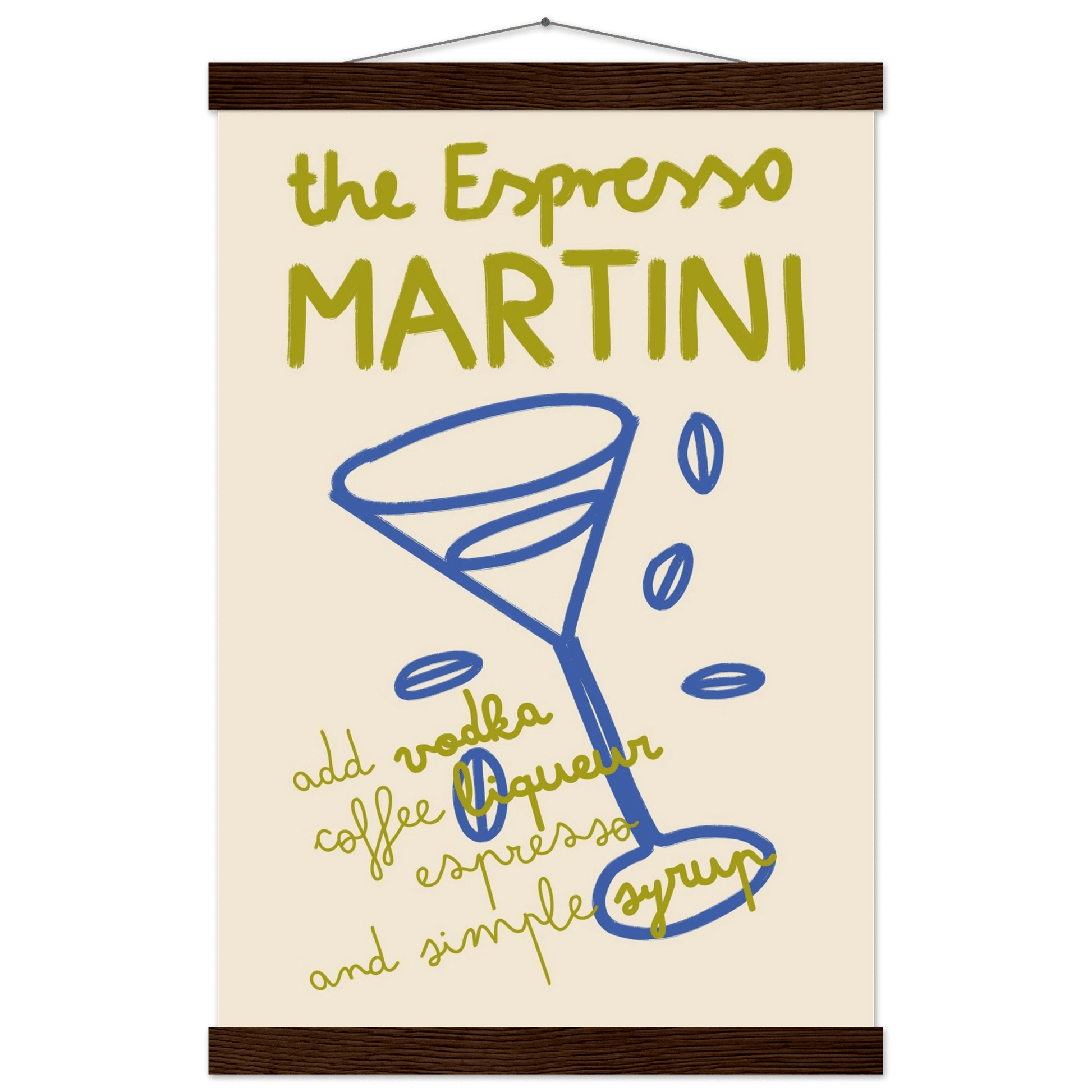 Espresso Martini Print | Cocktail Recipe Wall Art | Kitchen Bar Poster - Evergreen Posters