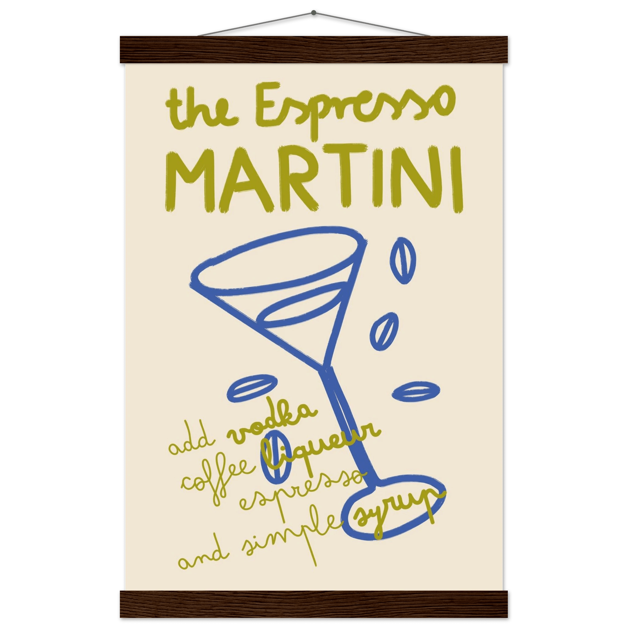 Espresso Martini Print | Cocktail Recipe Wall Art | Kitchen Bar Poster - Evergreen Posters