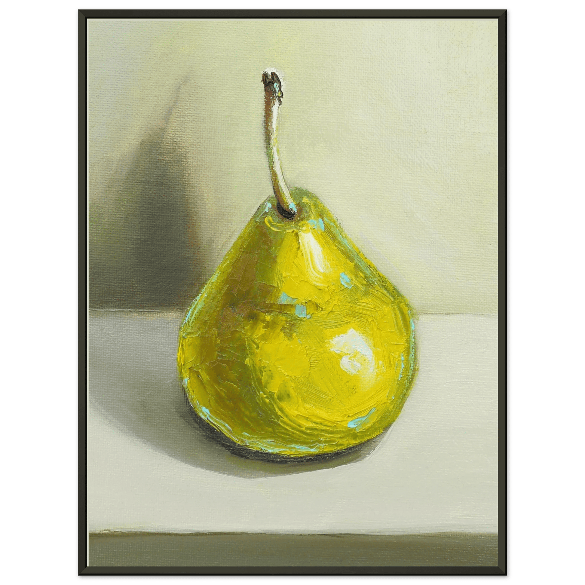 Pear Print | Green Pear Oil Painting Wall Art | Kitchen Poster - Evergreen Posters