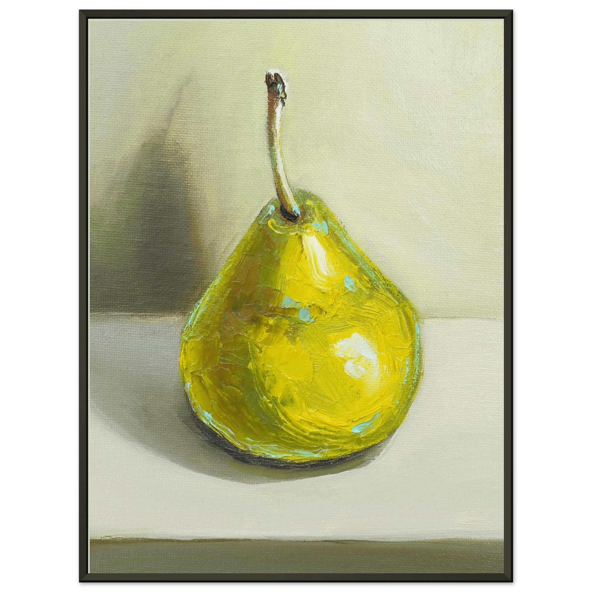 Pear Print | Green Pear Oil Painting Wall Art | Kitchen Poster - Evergreen Posters