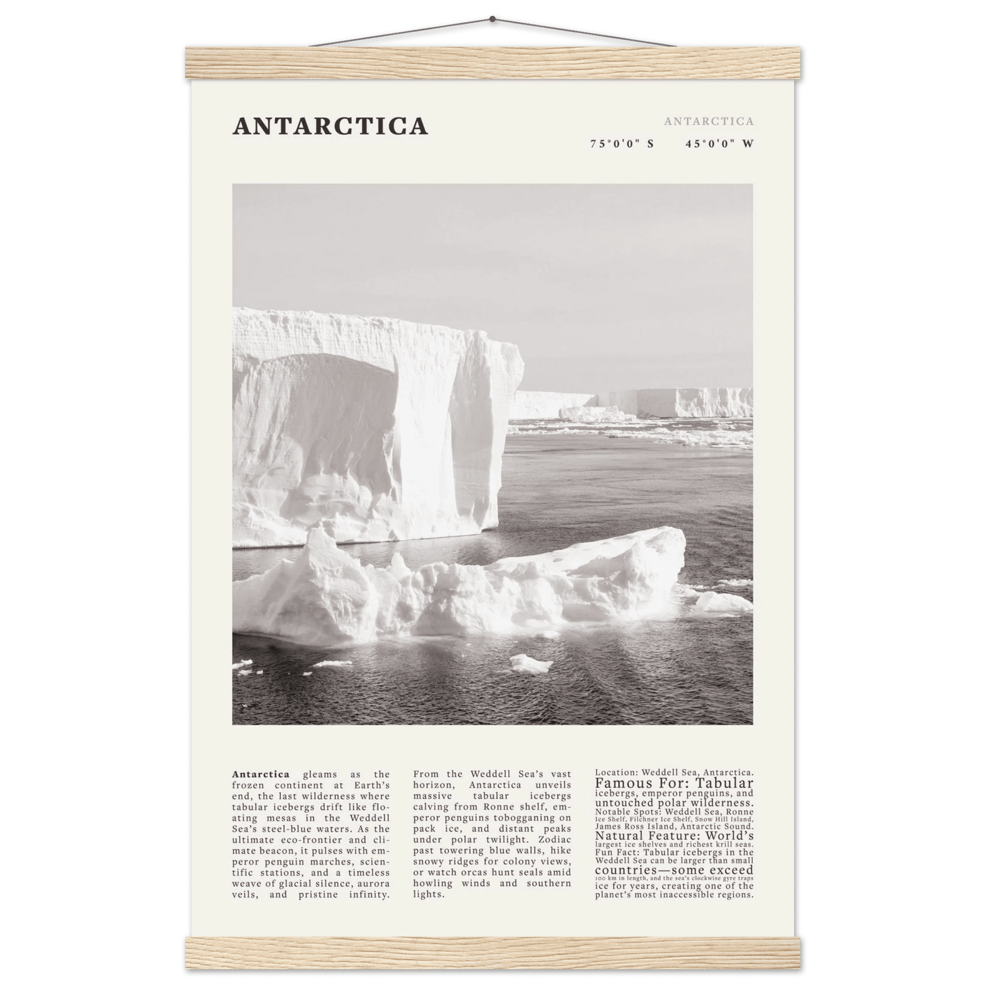 Antarctica Poster Black and White – Vintage Weddell Sea Iceberg Print (Digital & Printed Options) - Evergreen Posters