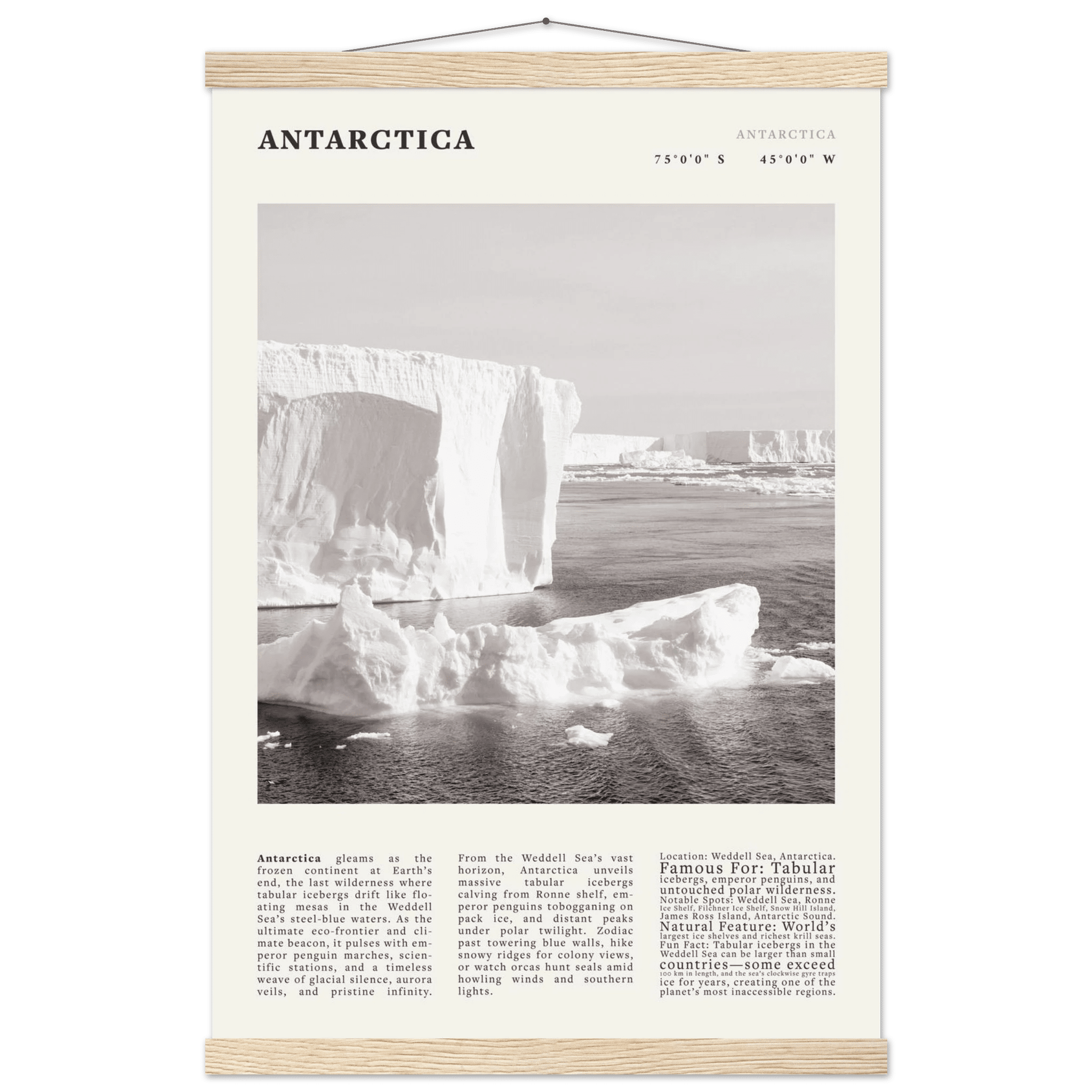 Antarctica Poster Black and White – Vintage Weddell Sea Iceberg Print (Digital & Printed Options) - Evergreen Posters