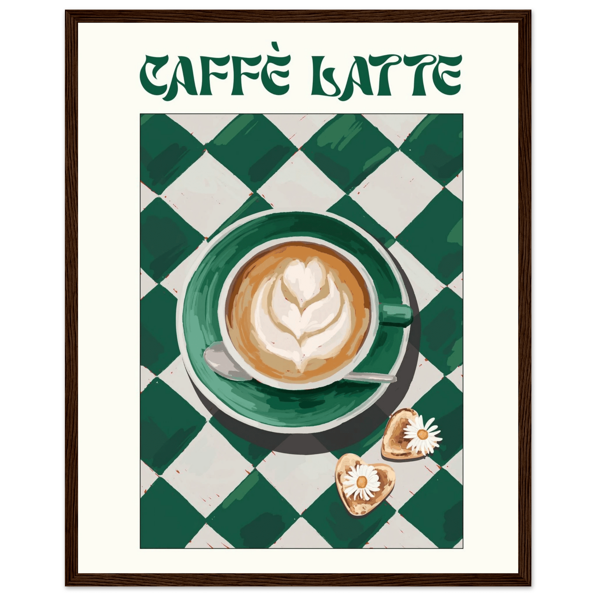 Caffè Latte Poster – Playful Coffee Kitchen Wall Art Print (Digital & Printed Options) - Evergreen Posters
