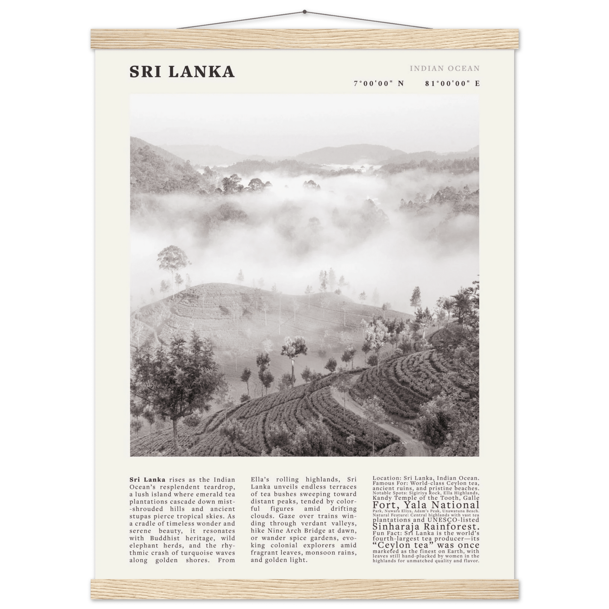 Sri Lanka Poster Black and White – Vintage Ceylon Tea Plantation Print (Digital & Printed Options) - Evergreen Posters