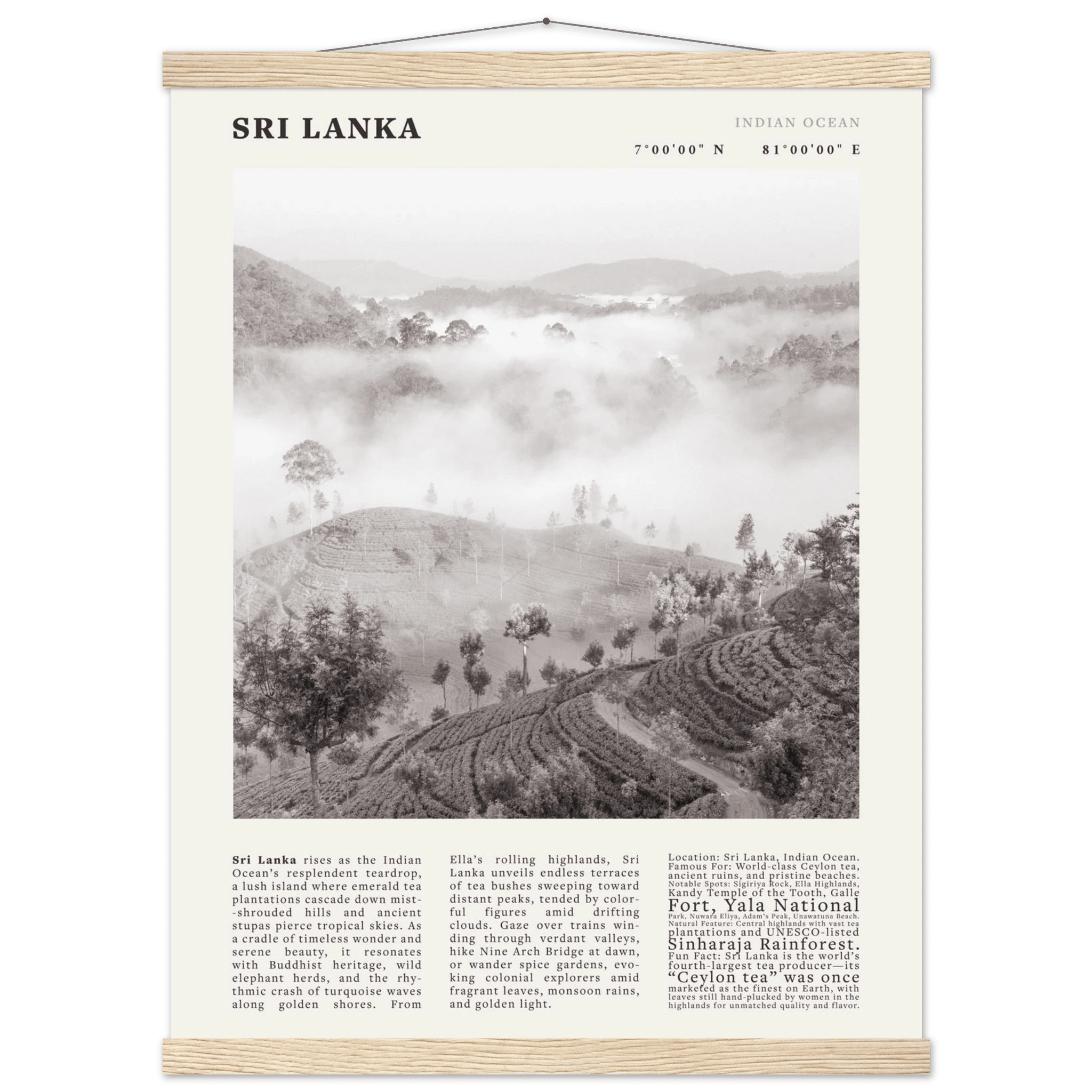 Sri Lanka Poster Black and White – Vintage Ceylon Tea Plantation Print (Digital & Printed Options) - Evergreen Posters