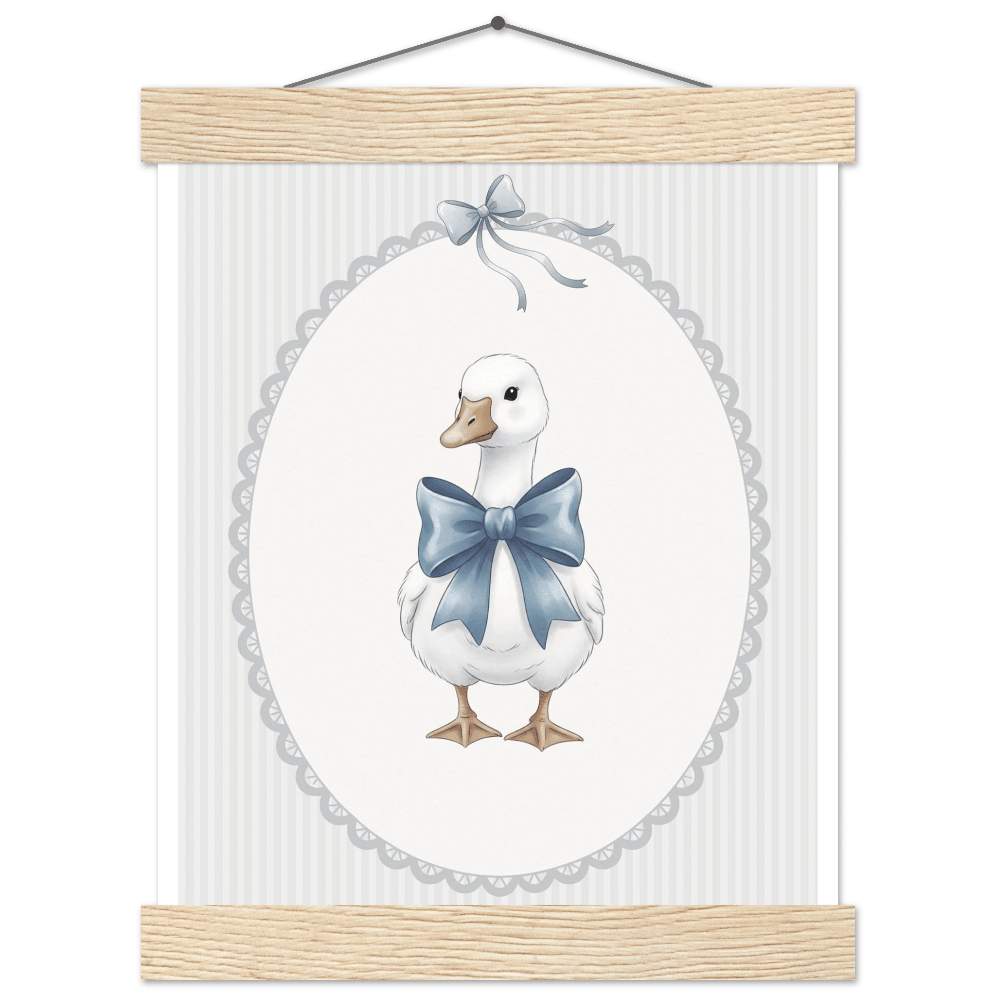 Blue Bow Duck Nursery Poster – Sweet Baby Room Wall Art Print - Evergreen Posters