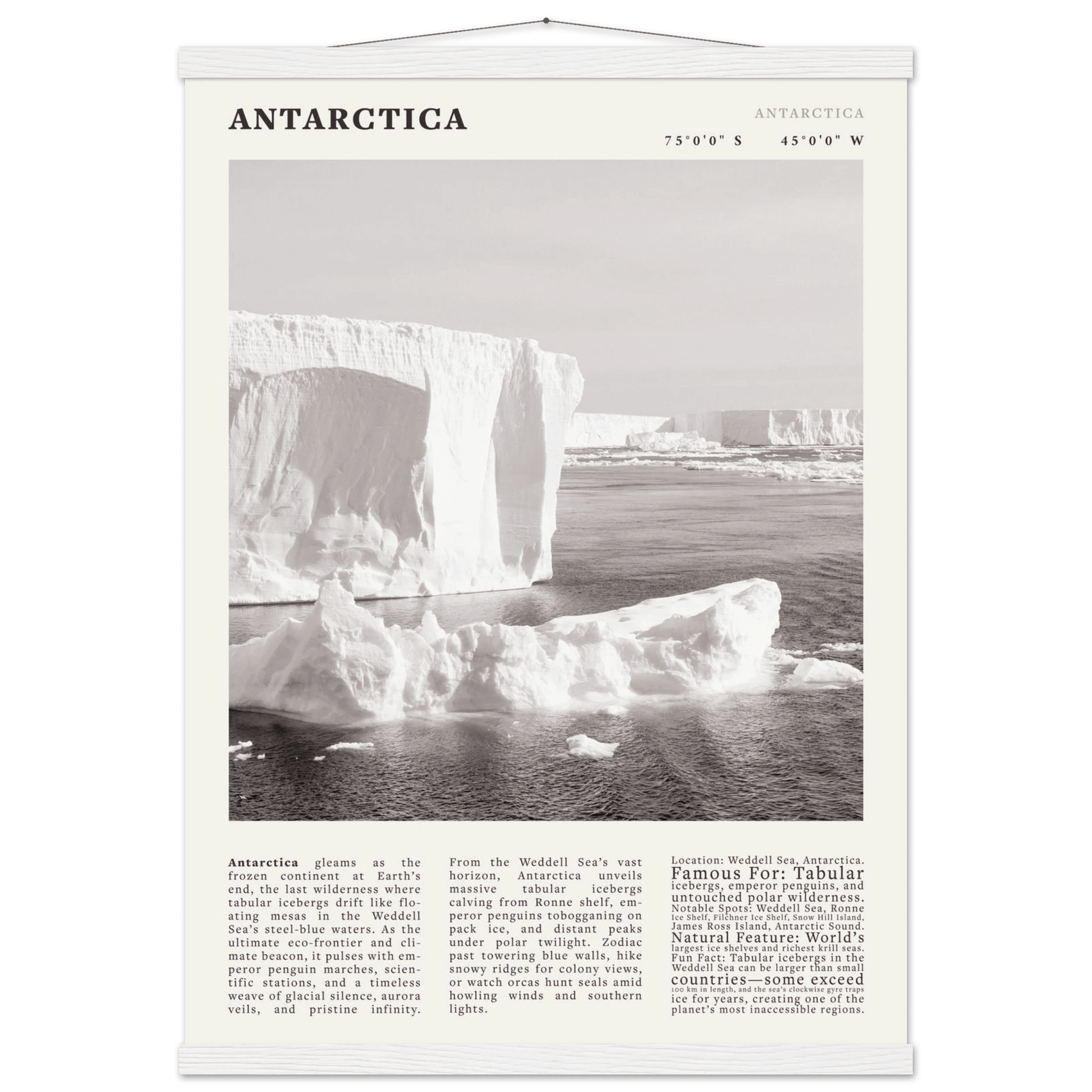 Antarctica Poster Black and White – Vintage Weddell Sea Iceberg Print (Digital & Printed Options) - Evergreen Posters