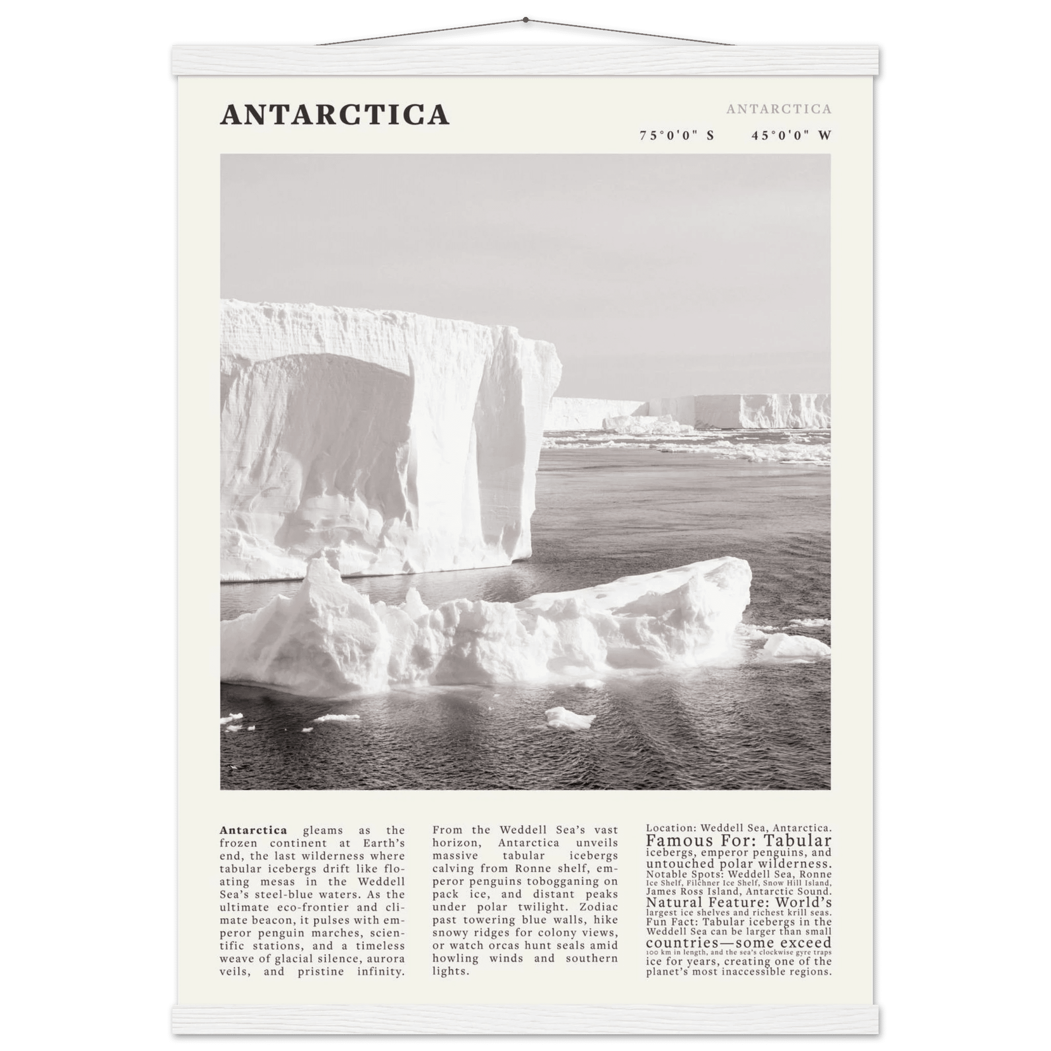 Antarctica Poster Black and White – Vintage Weddell Sea Iceberg Print (Digital & Printed Options) - Evergreen Posters