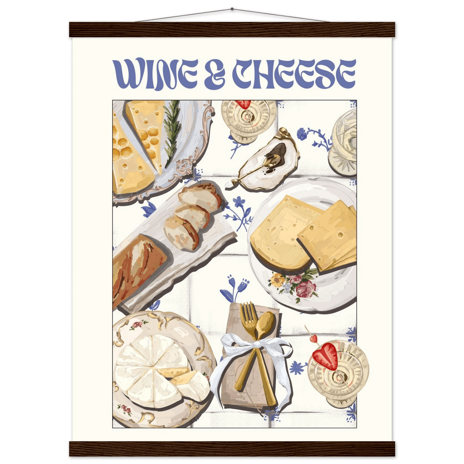 Wine & Cheese Poster – Elegant Kitchen & Dining Wall Art Print (Digital & Printed Options) - Evergreen Posters
