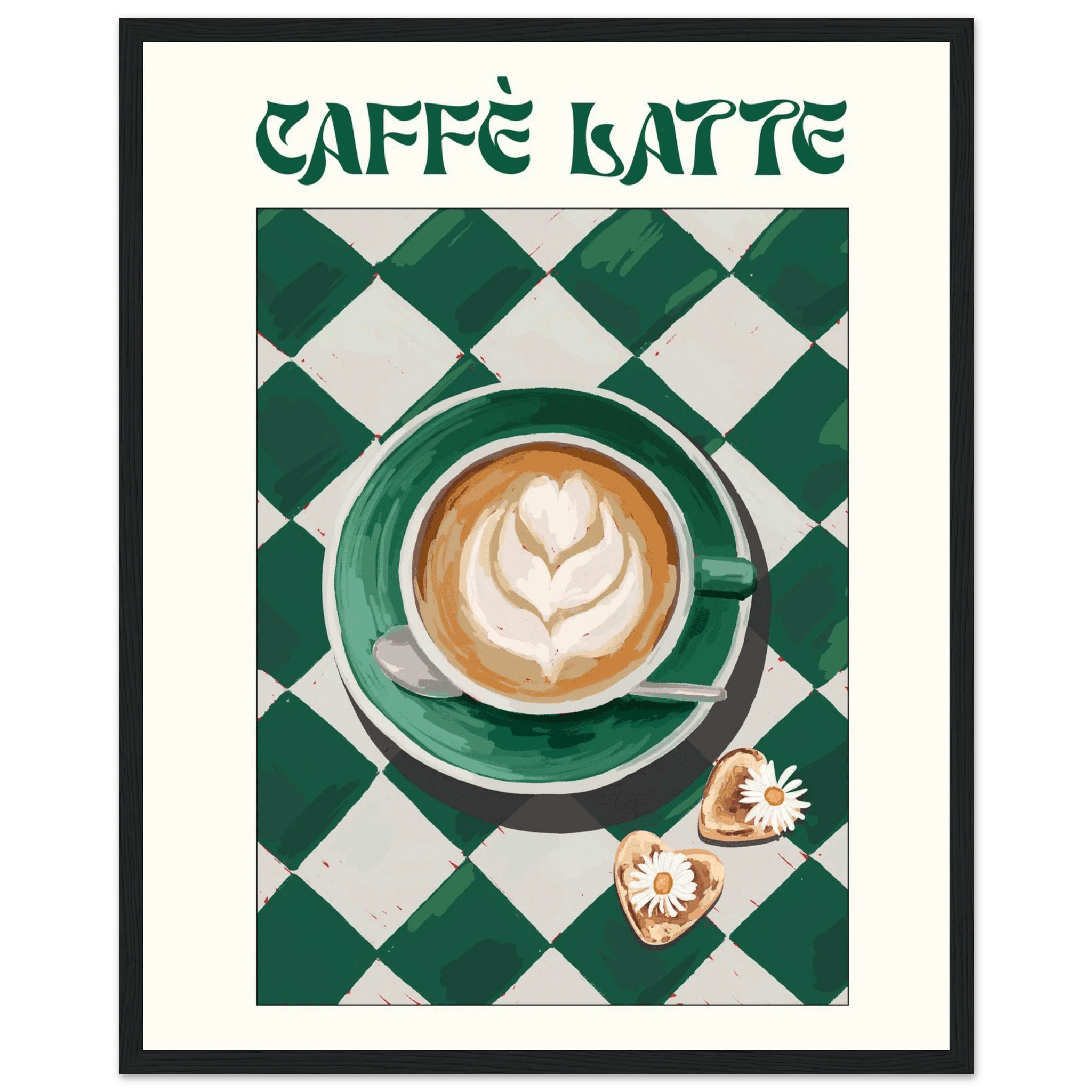 Caffè Latte Poster – Playful Coffee Kitchen Wall Art Print (Digital & Printed Options) - Evergreen Posters