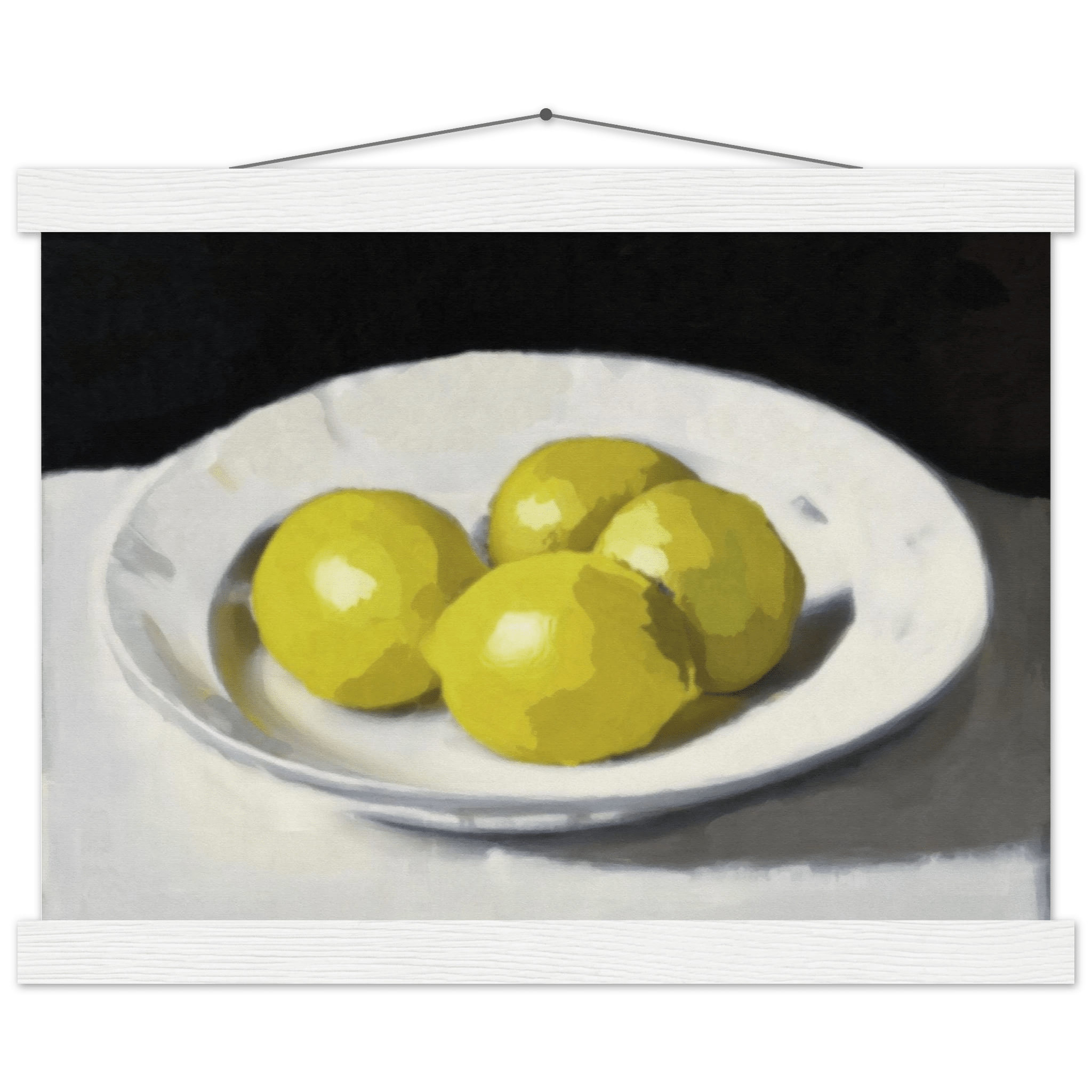 Lemons Print | Three Lemons Oil Painting Wall Art | Kitchen Still Life Poster - Evergreen Posters