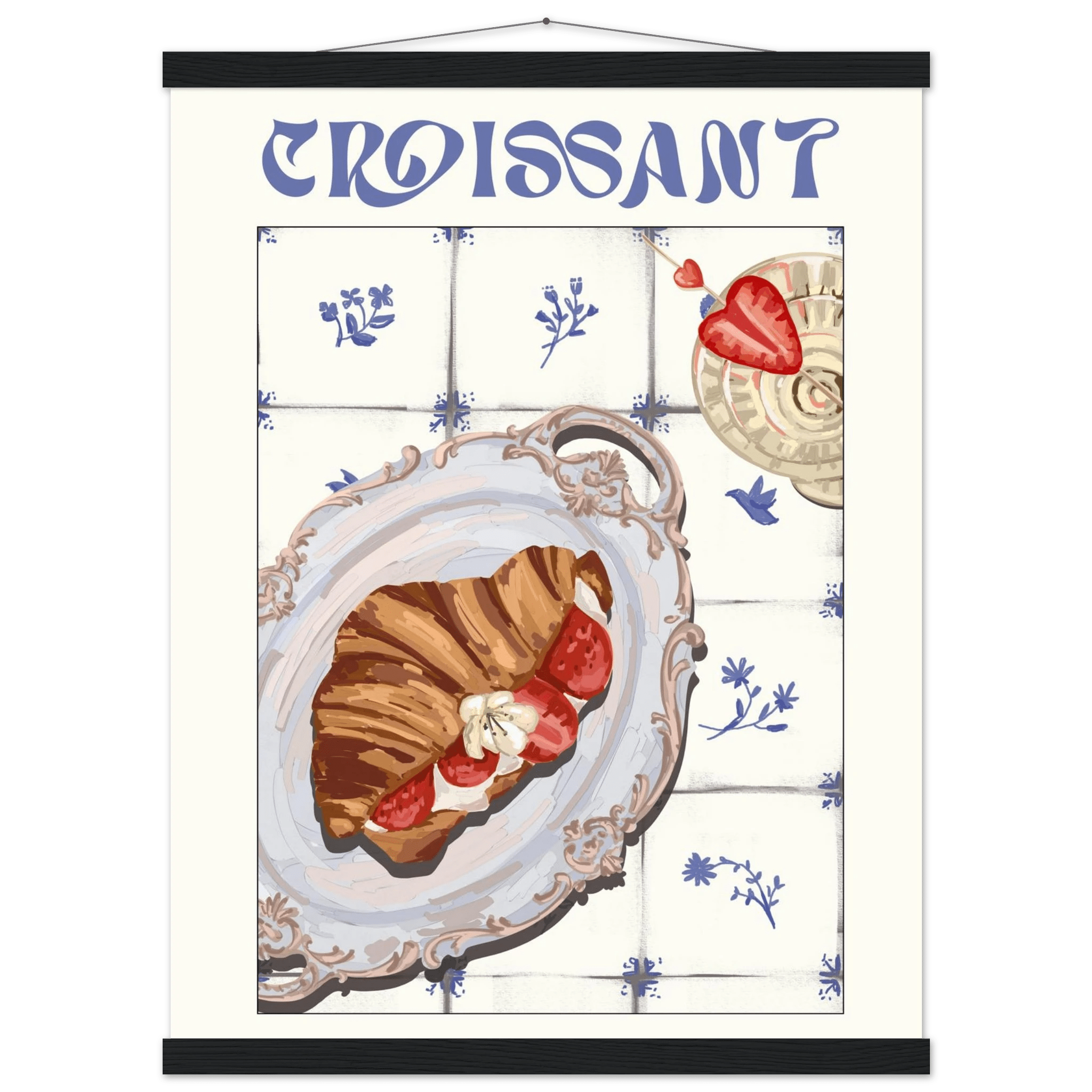 Croissant Poster – Charming French Breakfast Kitchen Wall Art Print (Digital & Printed Options) - Evergreen Posters