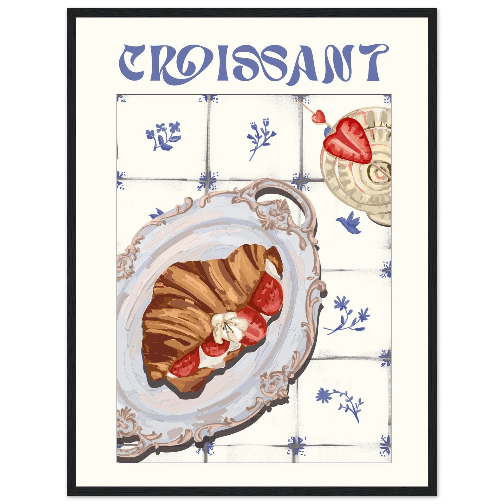 Croissant Poster – Charming French Breakfast Kitchen Wall Art Print (Digital & Printed Options) - Evergreen Posters