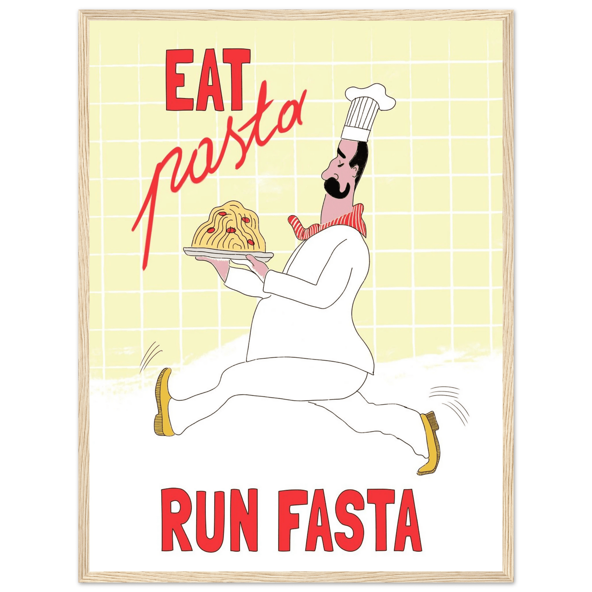 Eat Pasta Run Fasta Poster – Playful Kitchen Wall Art Print (Digital & Printed Options) - Evergreen Posters