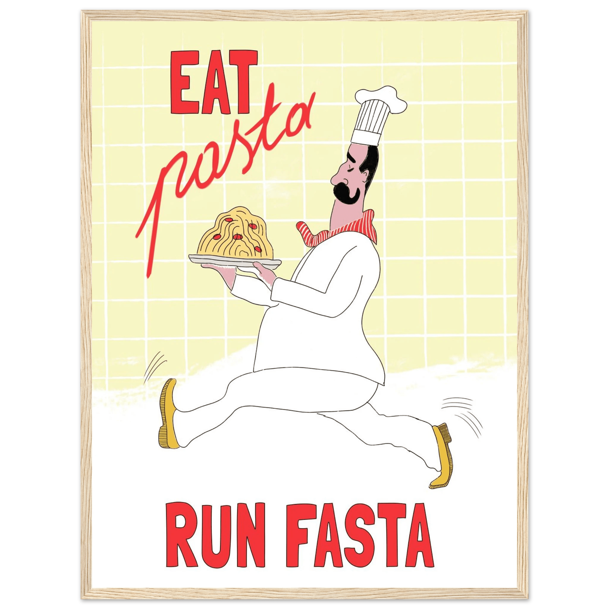 Eat Pasta Run Fasta Poster – Playful Kitchen Wall Art Print (Digital & Printed Options) - Evergreen Posters