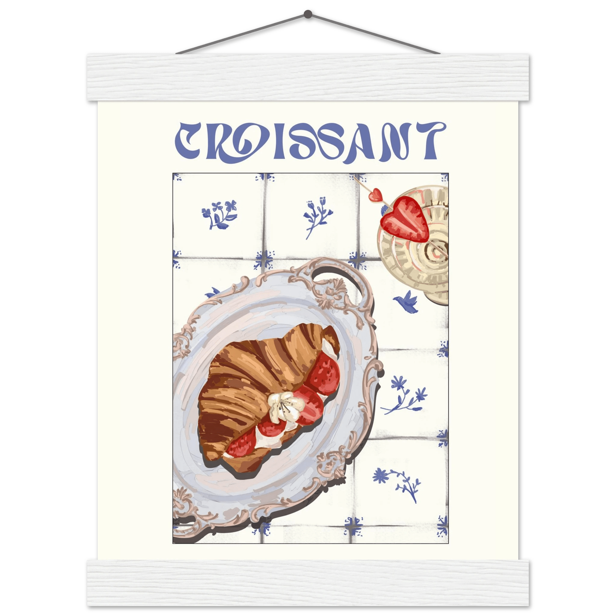 Croissant Poster – Charming French Breakfast Kitchen Wall Art Print (Digital & Printed Options) - Evergreen Posters