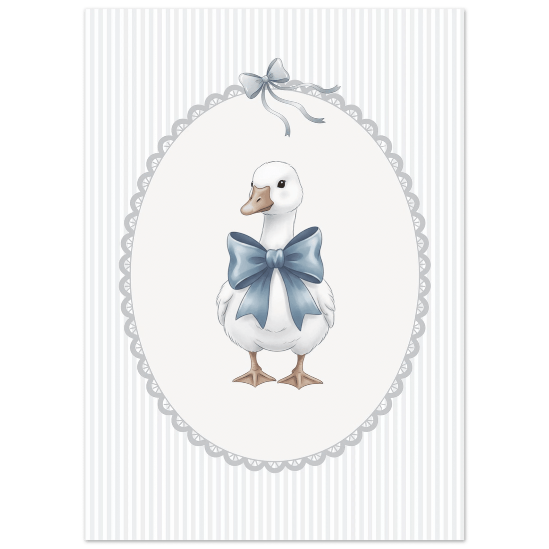Blue Bow Duck Nursery Poster – Sweet Baby Room Wall Art Print - Evergreen Posters