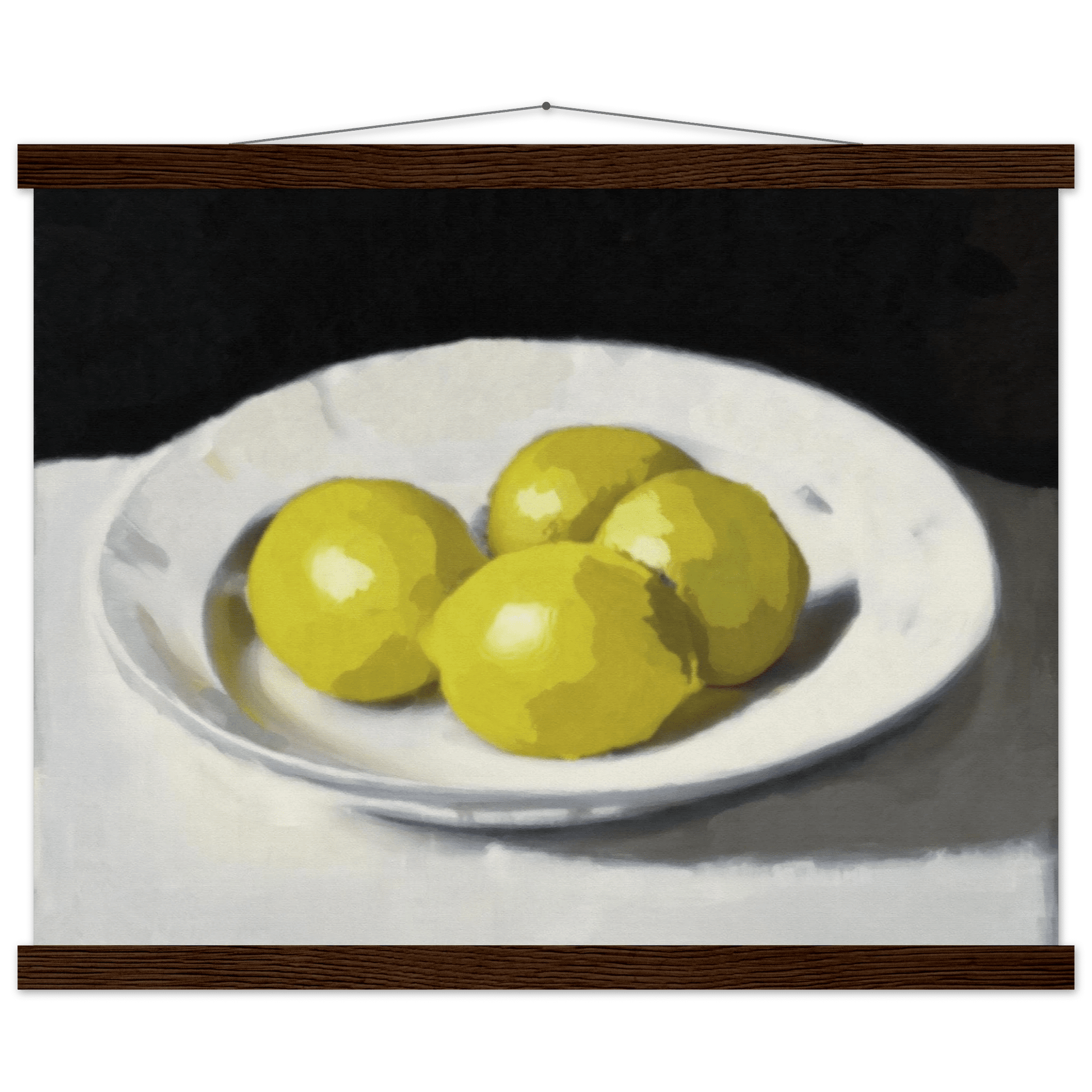 Lemons Print | Three Lemons Oil Painting Wall Art | Kitchen Still Life Poster - Evergreen Posters
