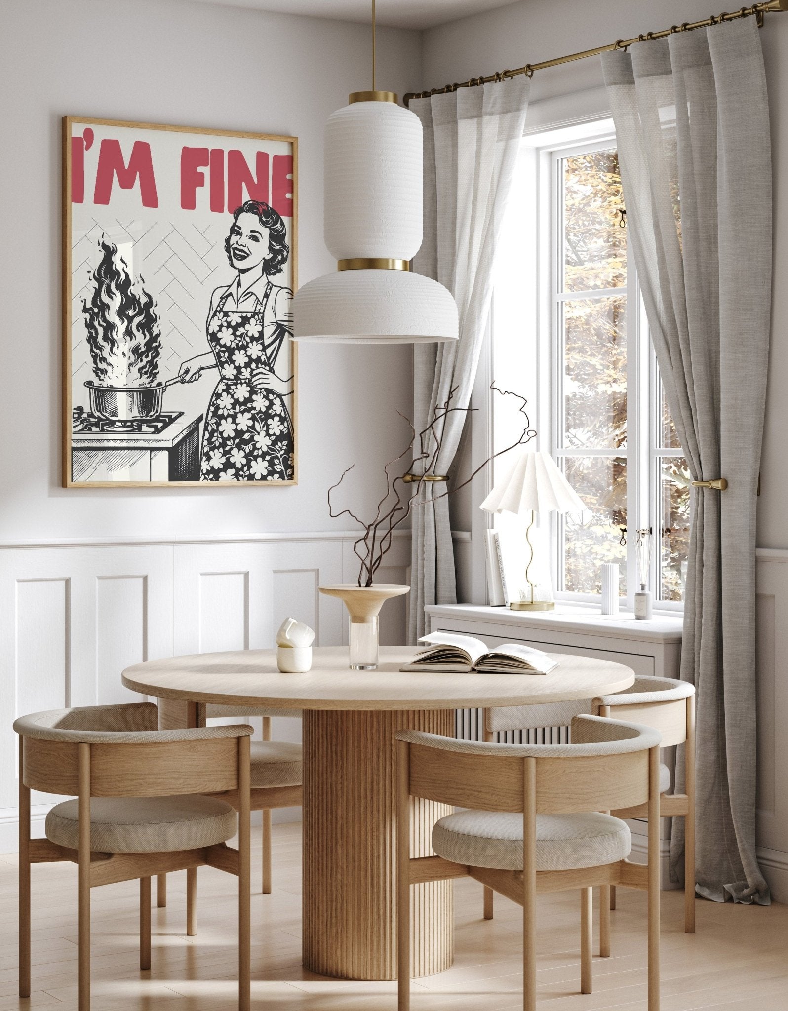 I'm Fine Poster – Funny Retro Kitchen Wall Art Print (Red Edition) - Evergreen Posters
