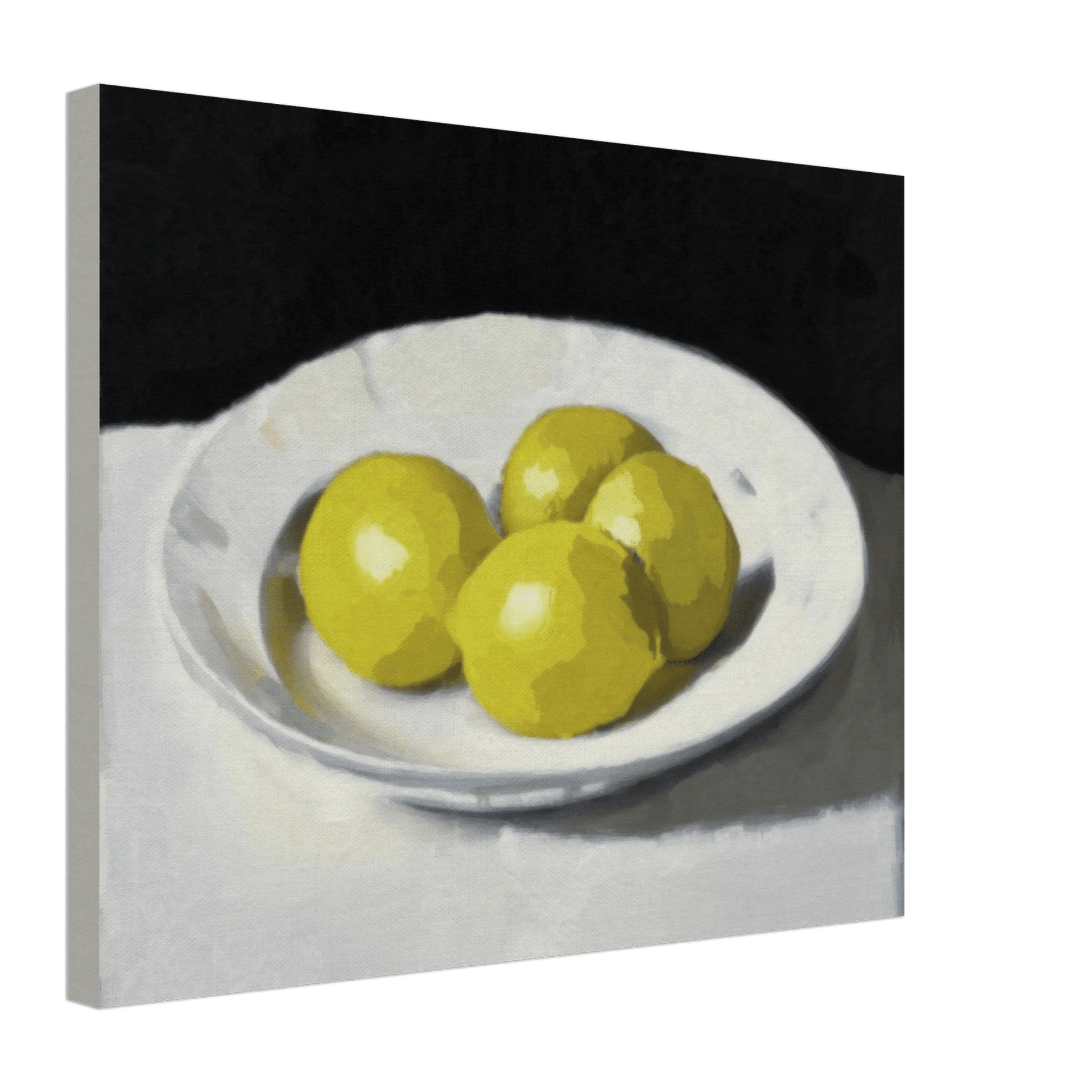 Lemons Print | Three Lemons Oil Painting Wall Art | Kitchen Still Life Poster - Evergreen Posters