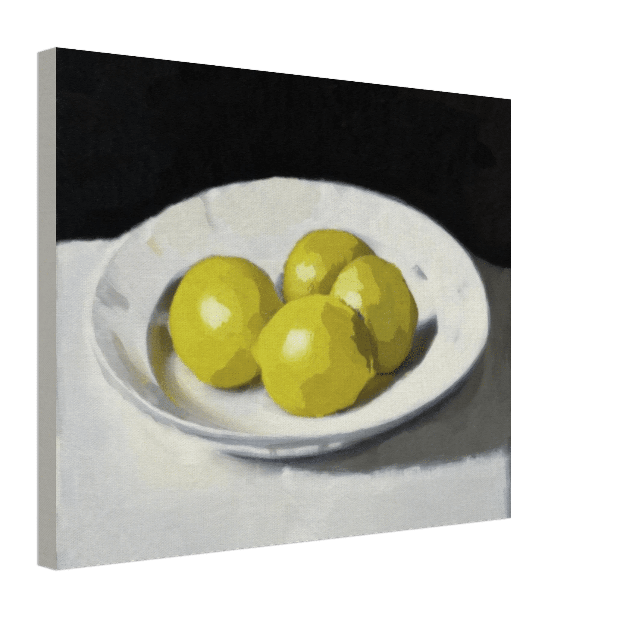 Lemons Print | Three Lemons Oil Painting Wall Art | Kitchen Still Life Poster - Evergreen Posters