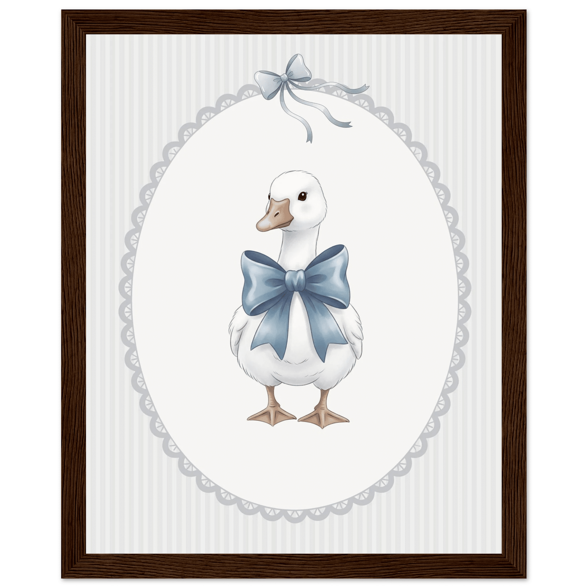 Blue Bow Duck Nursery Poster – Sweet Baby Room Wall Art Print - Evergreen Posters
