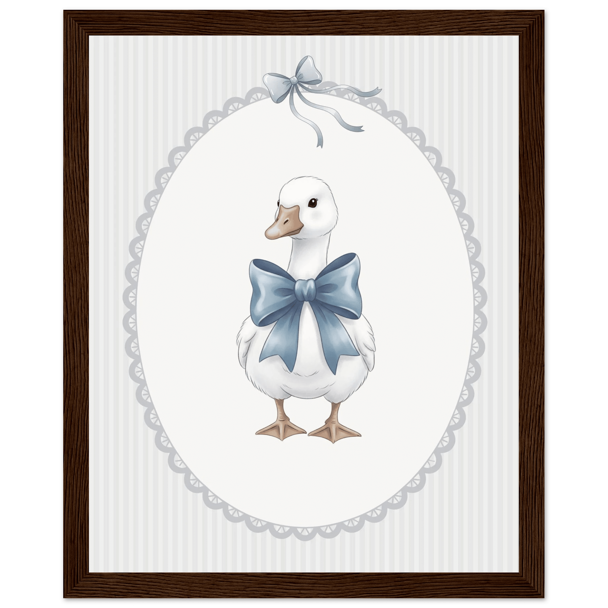 Blue Bow Duck Nursery Poster – Sweet Baby Room Wall Art Print - Evergreen Posters