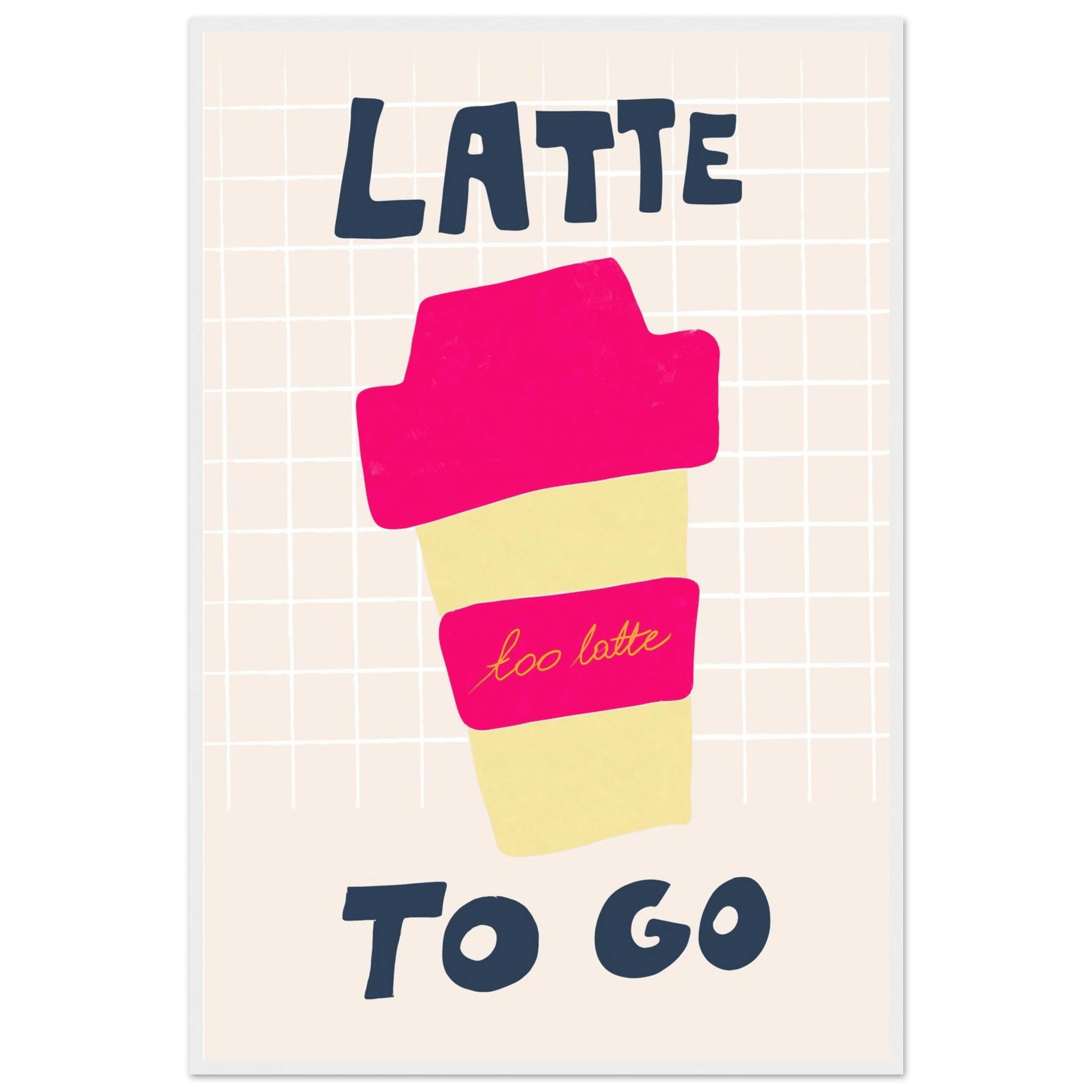 Latte To Go Poster – Playful Coffee Kitchen Wall Art Print (Digital & Printed Options) - Evergreen Posters