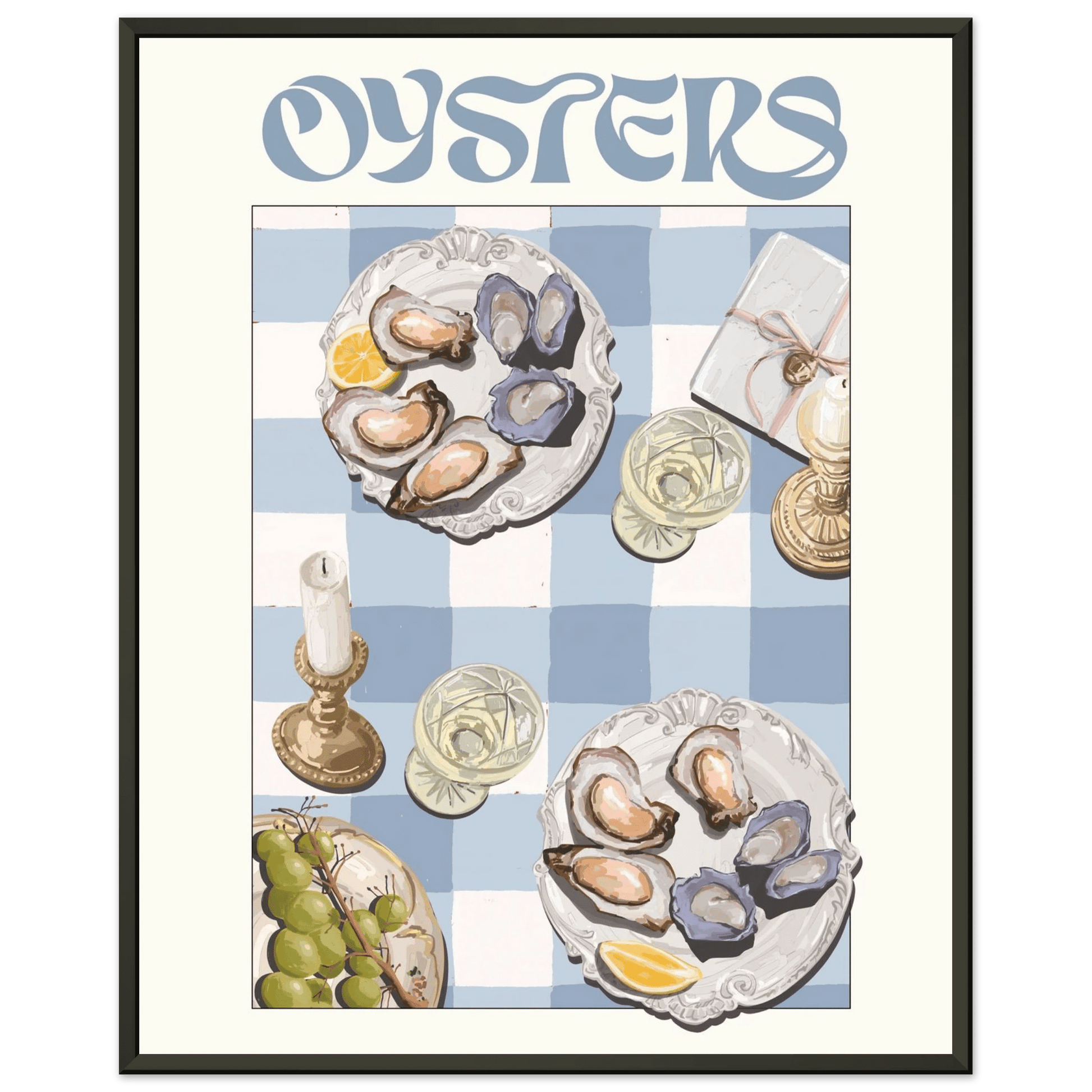 Oysters Poster – Playful Seafood Kitchen Wall Art Print (Digital & Printed Options) - Evergreen Posters