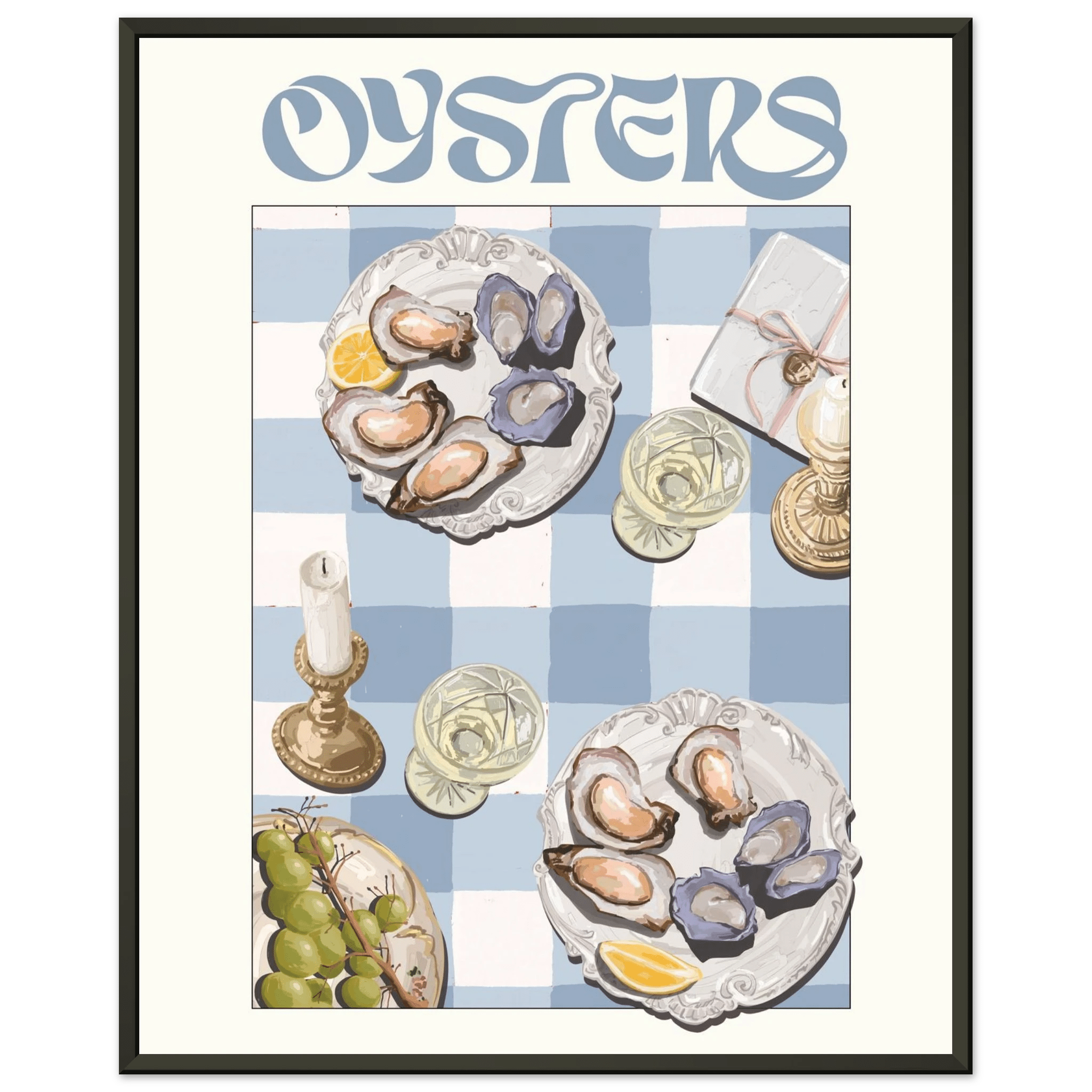 Oysters Poster – Playful Seafood Kitchen Wall Art Print (Digital & Printed Options) - Evergreen Posters