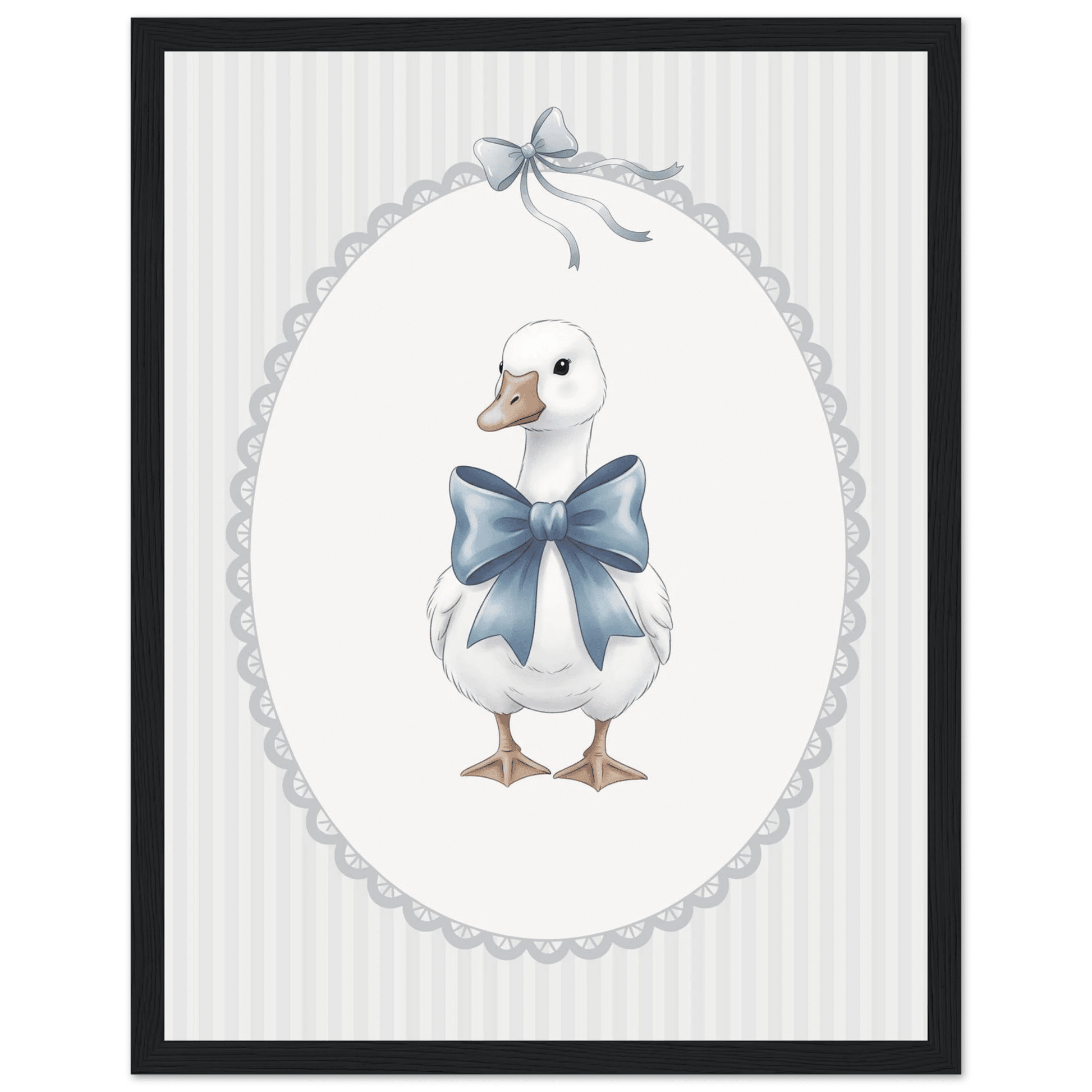 Blue Bow Duck Nursery Poster – Sweet Baby Room Wall Art Print - Evergreen Posters