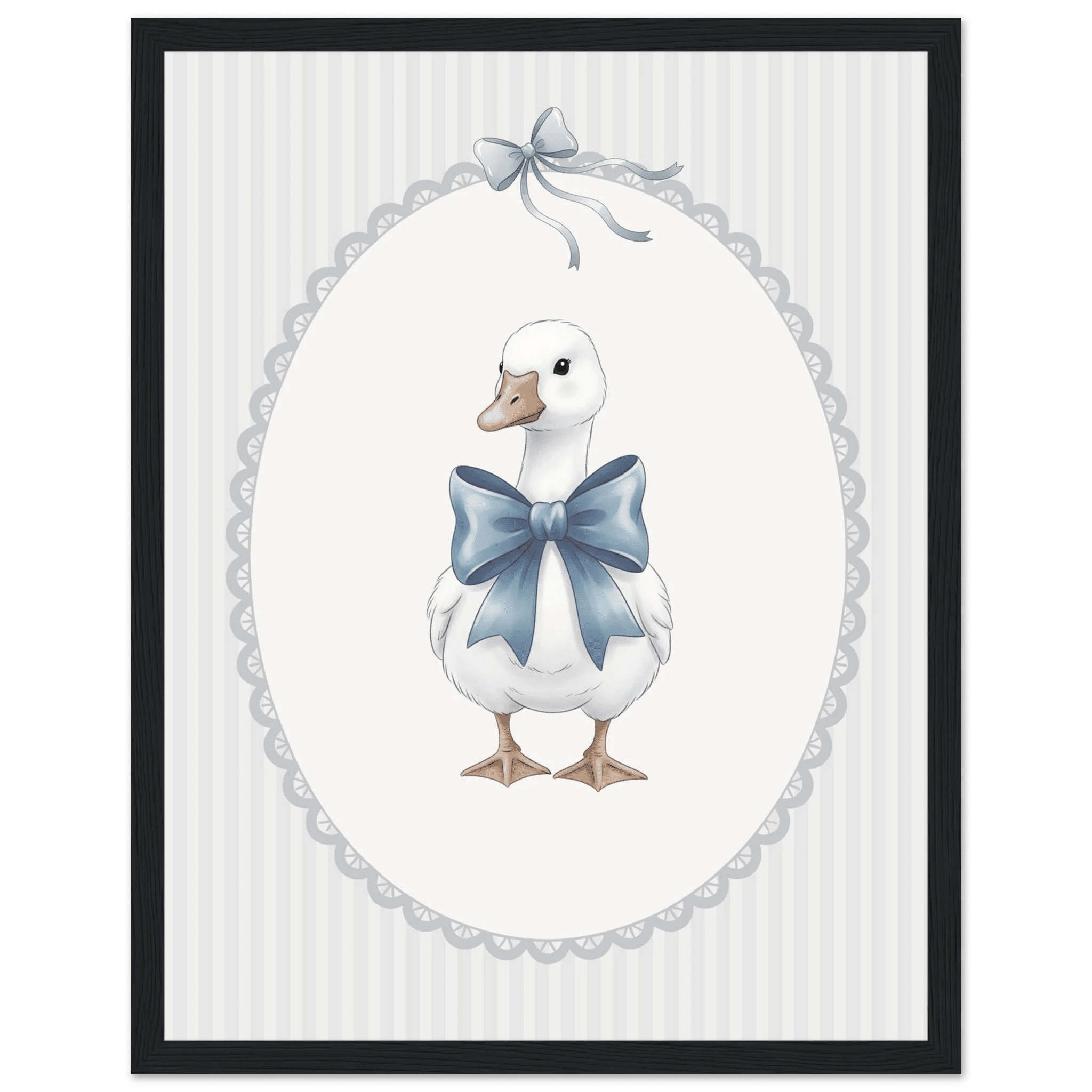 Blue Bow Duck Nursery Poster – Sweet Baby Room Wall Art Print - Evergreen Posters