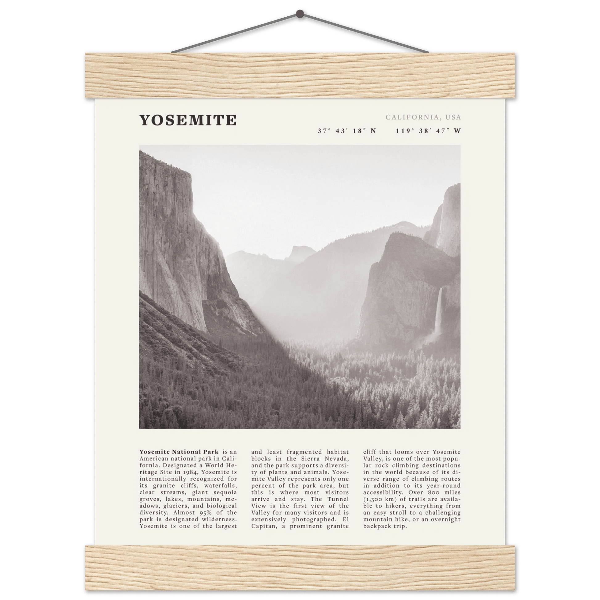 Yosemite Poster | Black & White National Park Wall Art | California Nature Print - Evergreen Posters