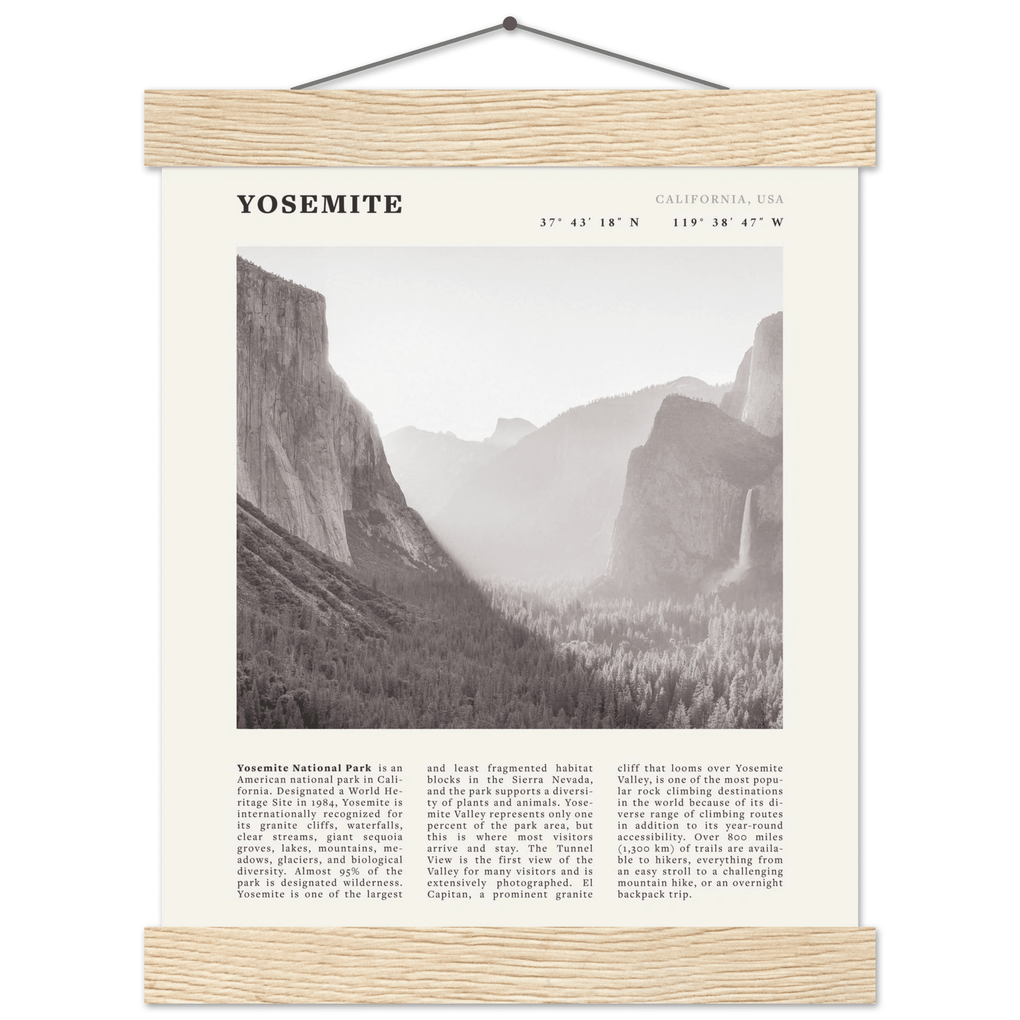 Yosemite Poster | Black & White National Park Wall Art | California Nature Print - Evergreen Posters