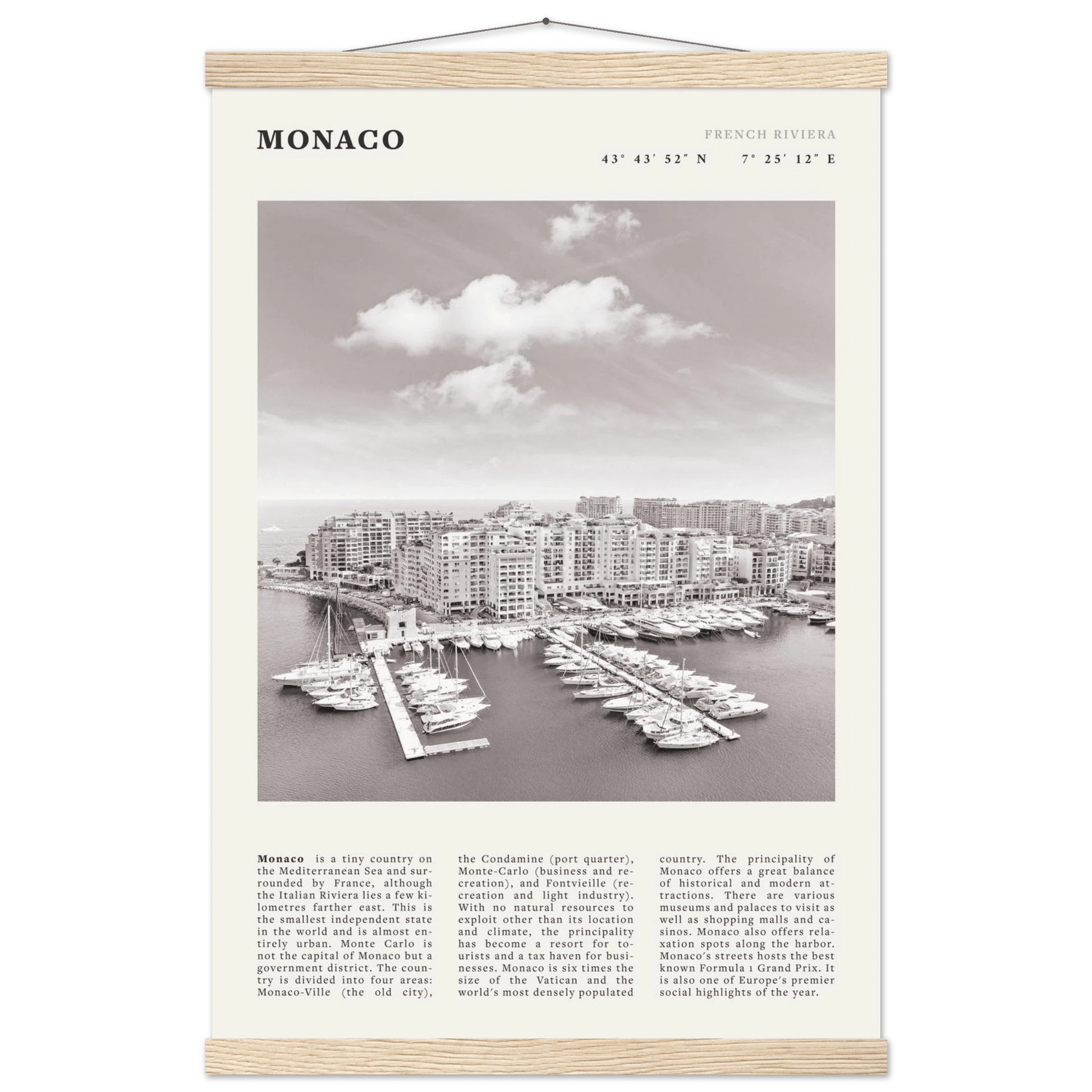 Monaco Poster Black and White – Vintage Monte Carlo Harbor Print (Digital & Printed Options) - Evergreen Posters