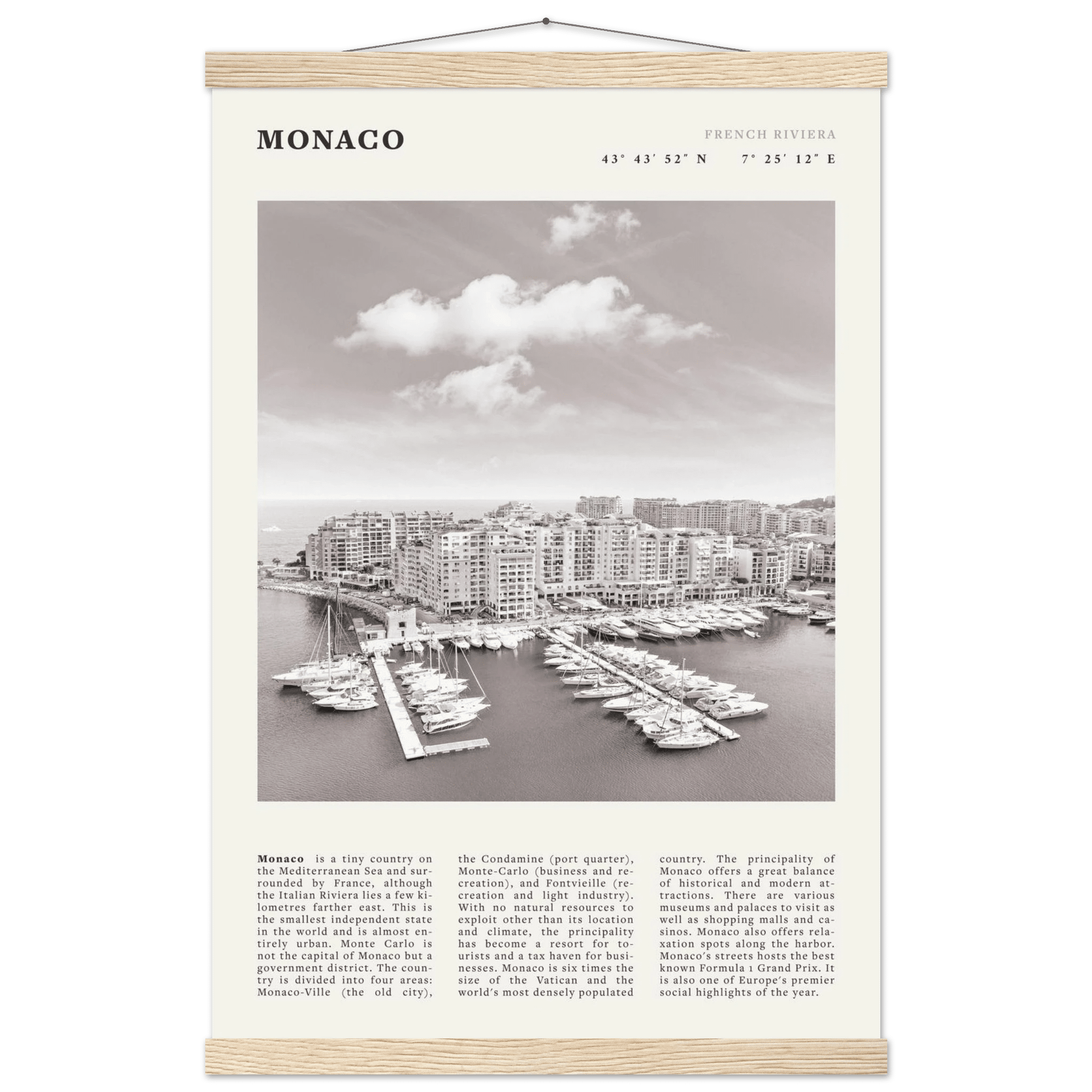 Monaco Poster Black and White – Vintage Monte Carlo Harbor Print (Digital & Printed Options) - Evergreen Posters